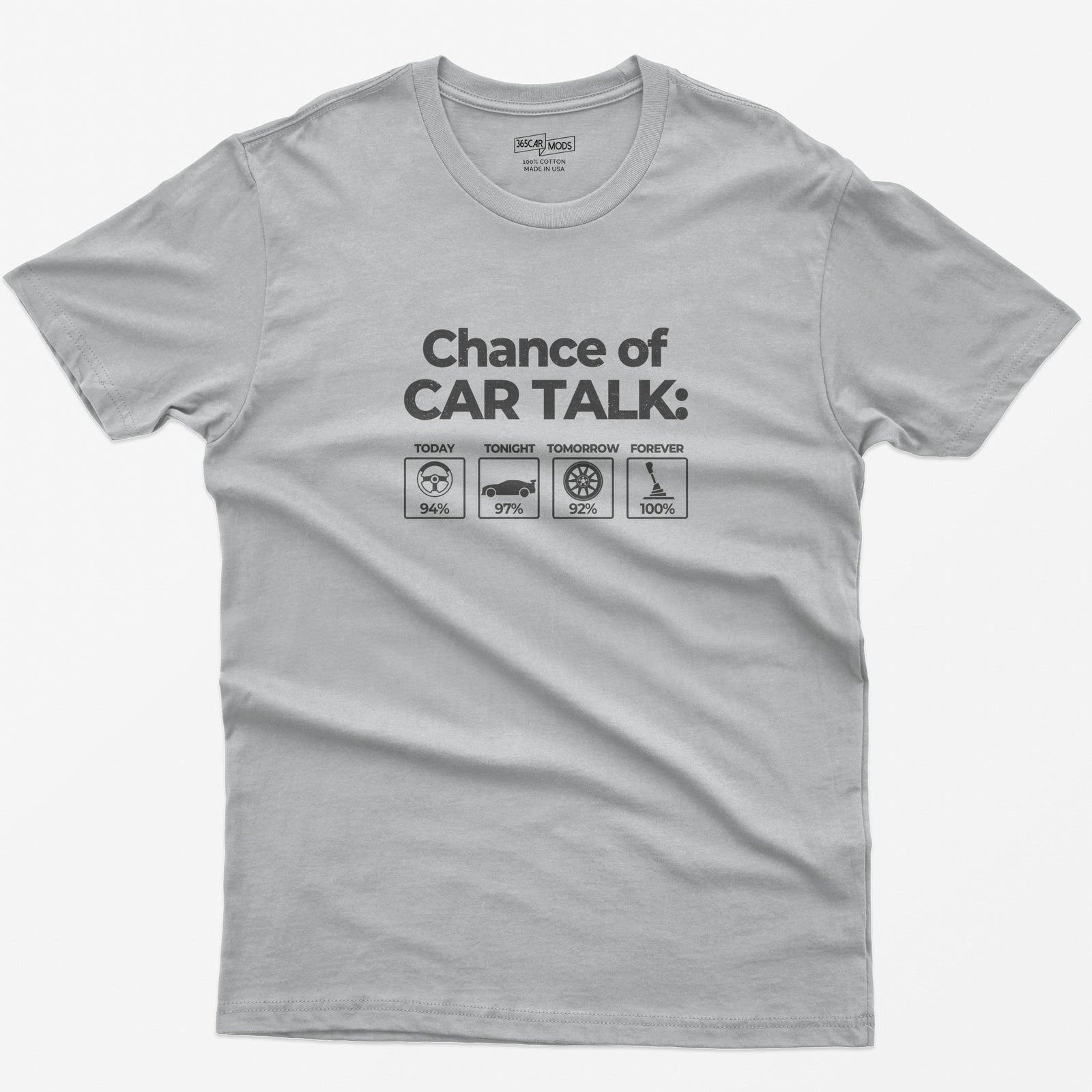 100% Chance of Car Talk Funny Car Enthusiast T-Shirt - Sport Grey