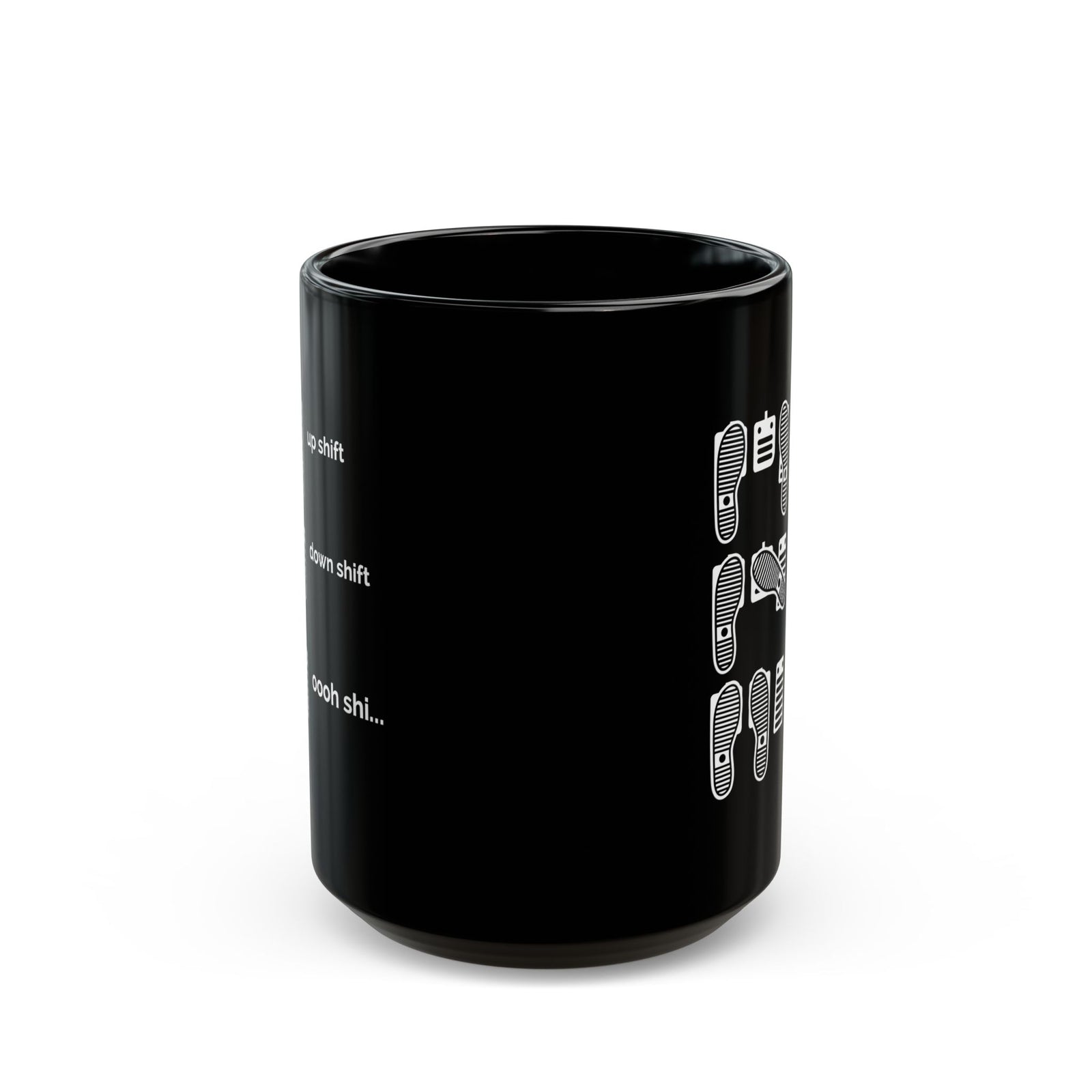 Heel Toe Rev Match Coffee Mug - 15oz black coffee mug, front view with print on both sides