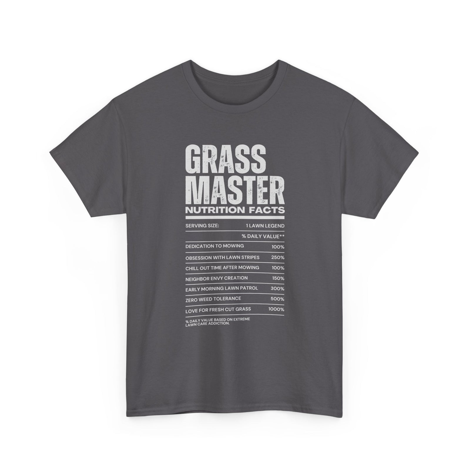 Grass Master Lawn Care Nutrition Facts T-Shirt | Funny Mowing Tee