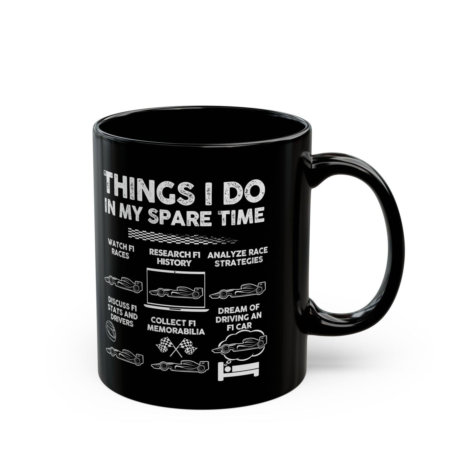 Things I Do In My Spare Time Mug - 11oz black coffee mug, handle on the right
