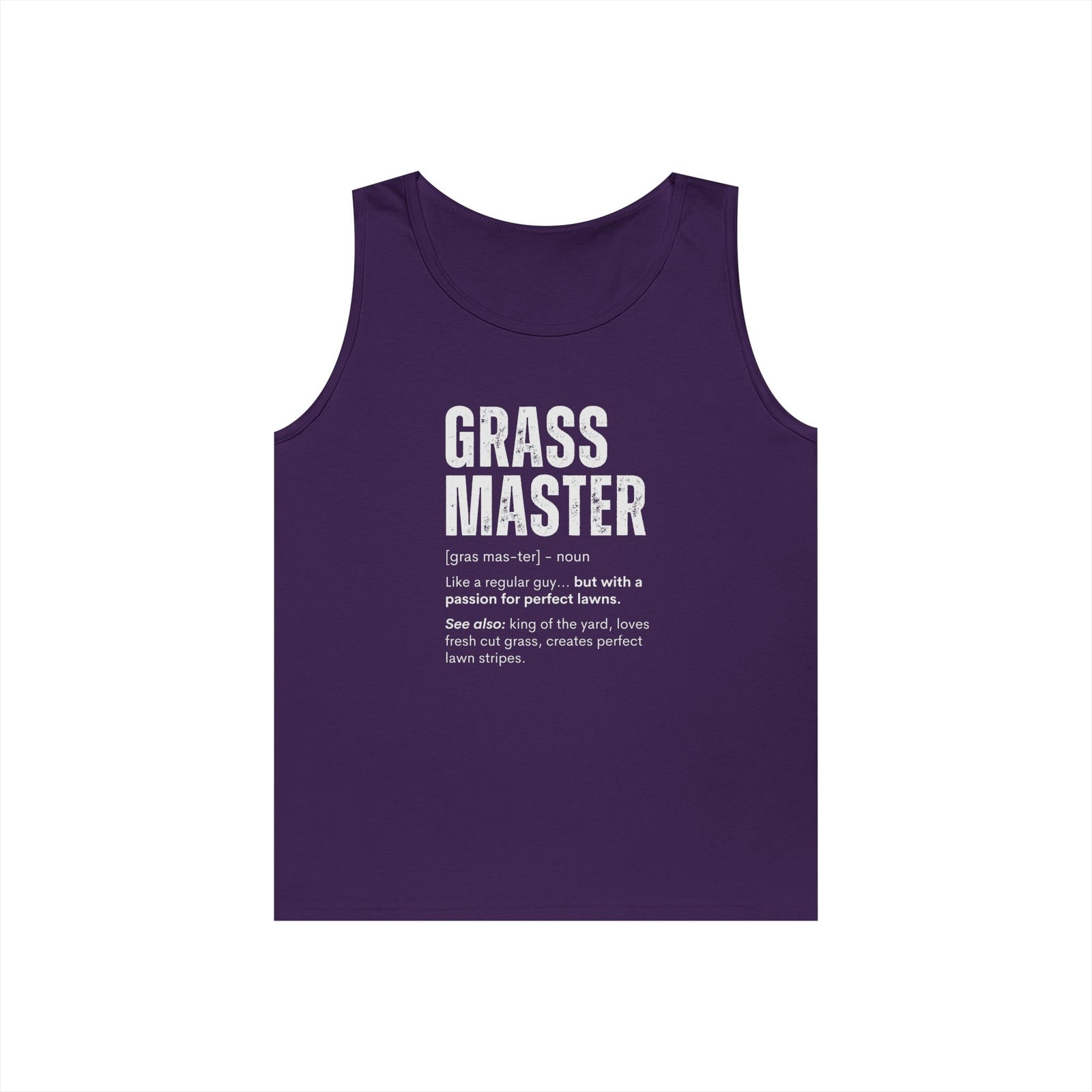 Grass Master Tank Top for Men, Funny Lawn Care Definition Sleeveless Shirt, Mowing Gift, Yard Work Singlet