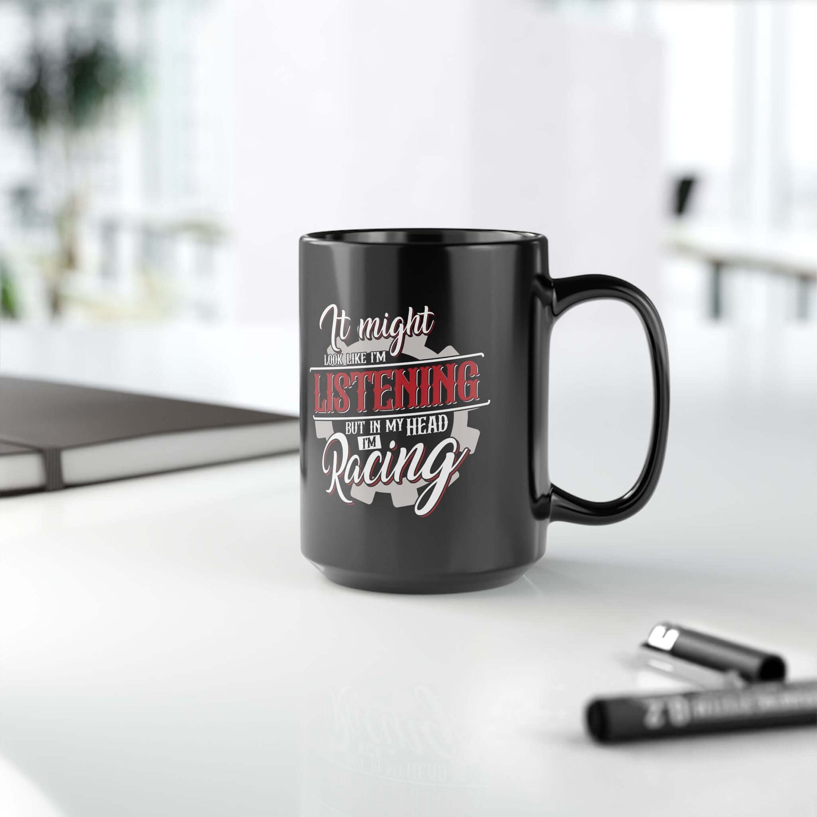 In My Head I'm Racing Coffee Mug coffee cup - gearhead gift idea