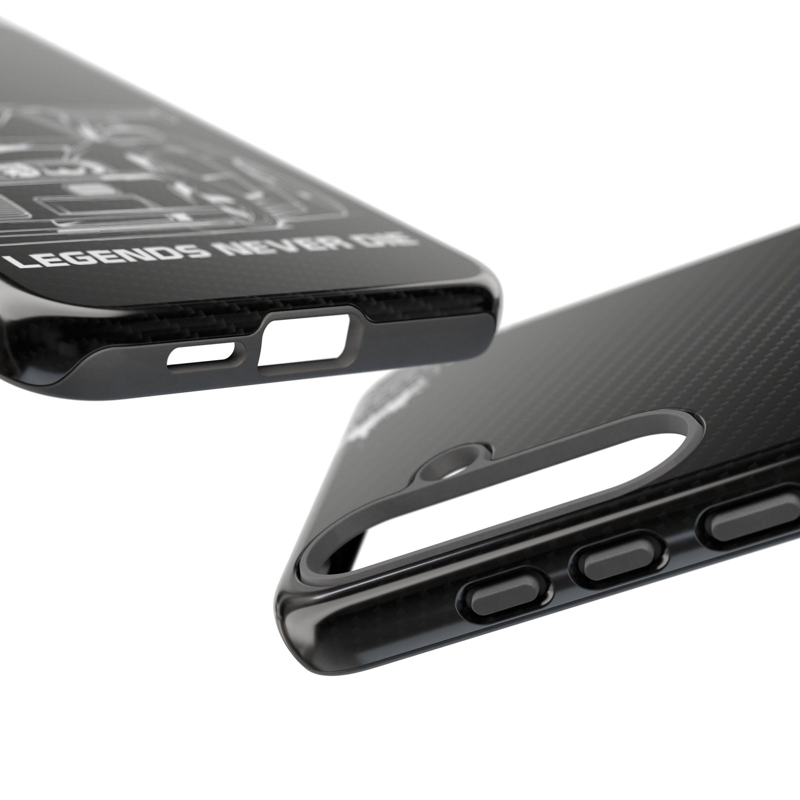 JDM Legends Never Die Tough Phone Case - Samsung Galaxy S25 Plus, glossy, edge and port close-up