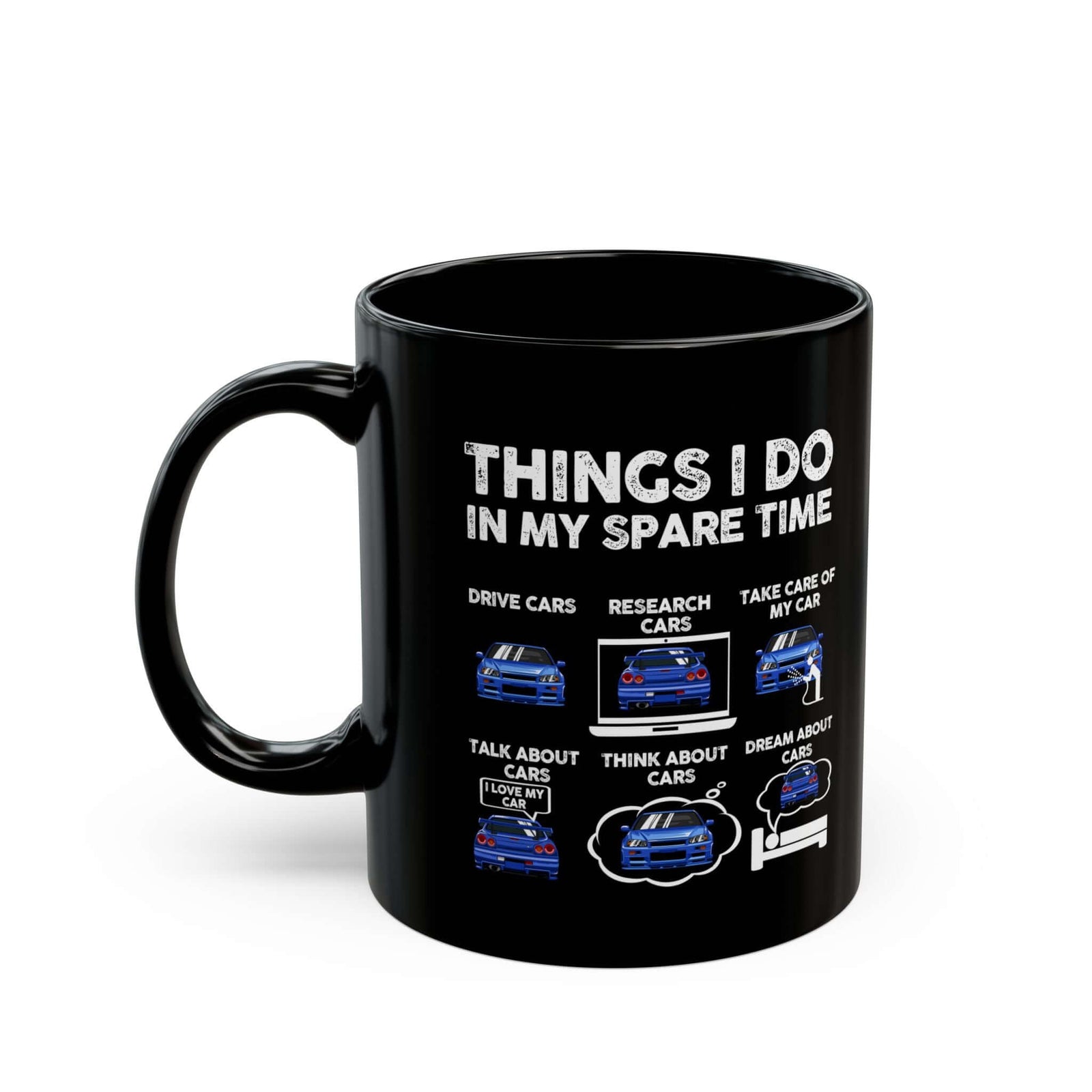 Things I Do in My Spare Time JDM Mug - 11oz black coffee mug, handle on the left