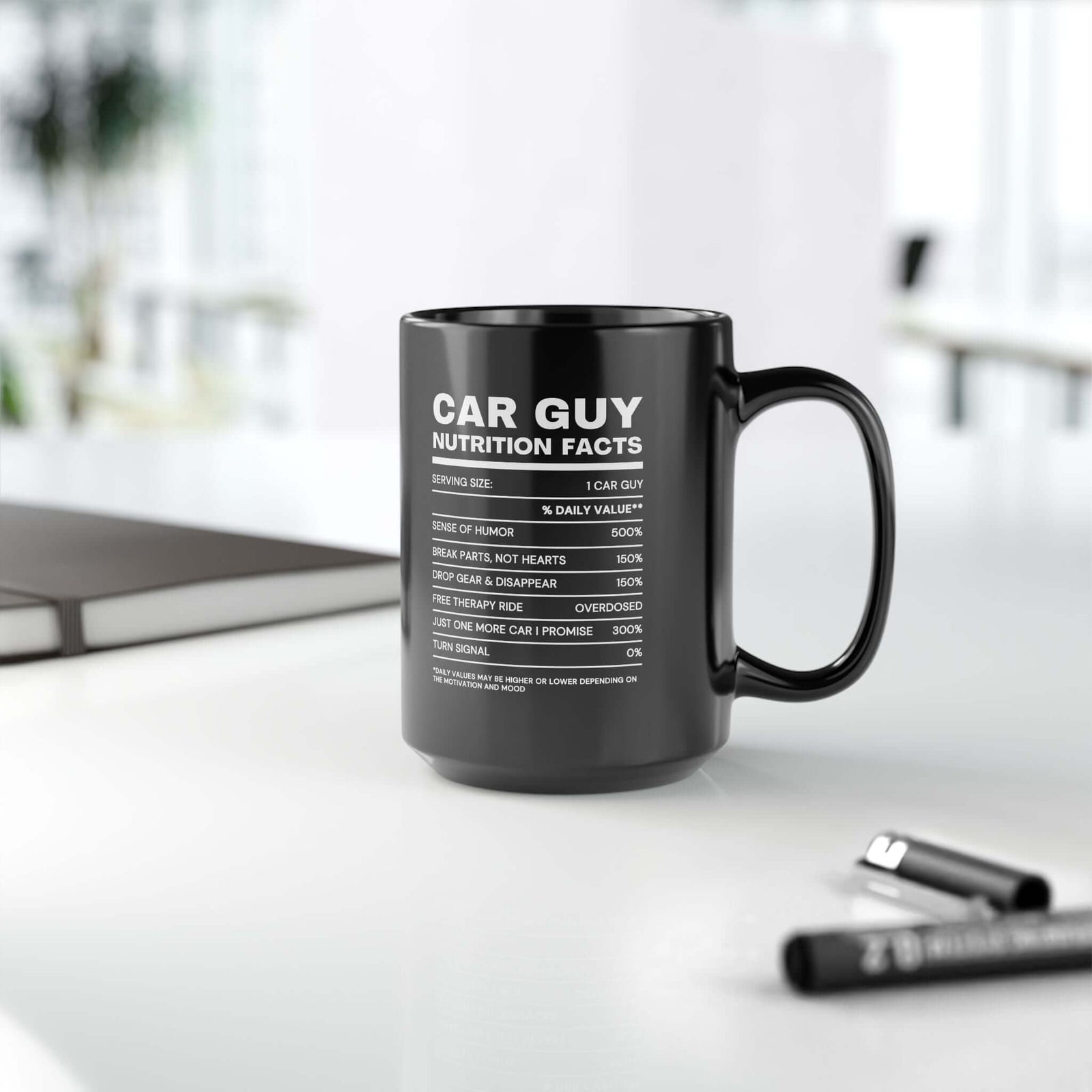 Car guy mug - nutrition facts design - funny coffee mug for car fans