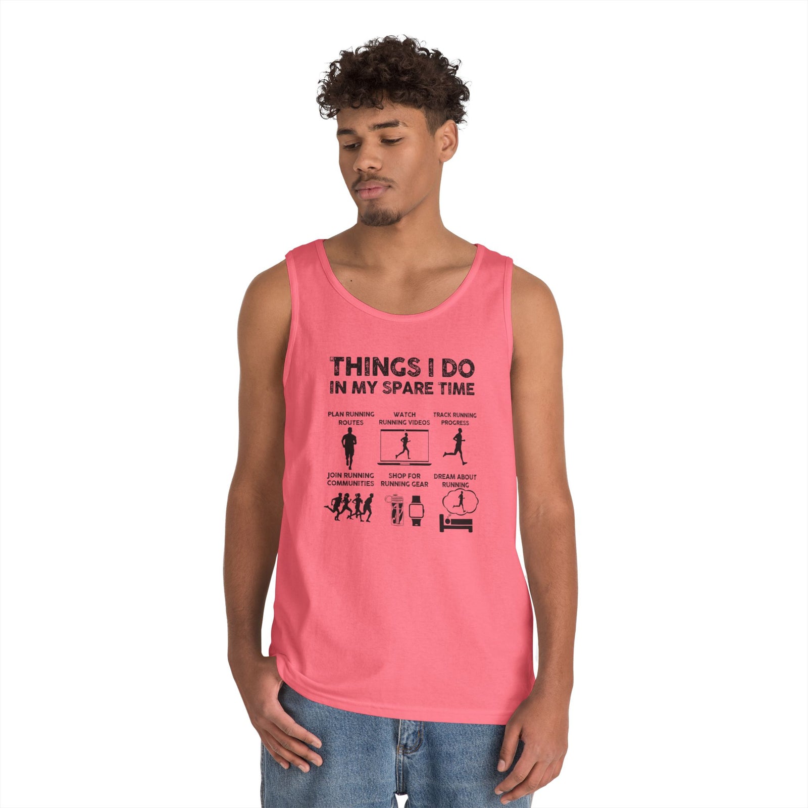 Funny Running Tank Top for Men, Things I Do In My Spare Time Sleeveless Shirt, Marathon Runner Gift, Gym Workout Singlet