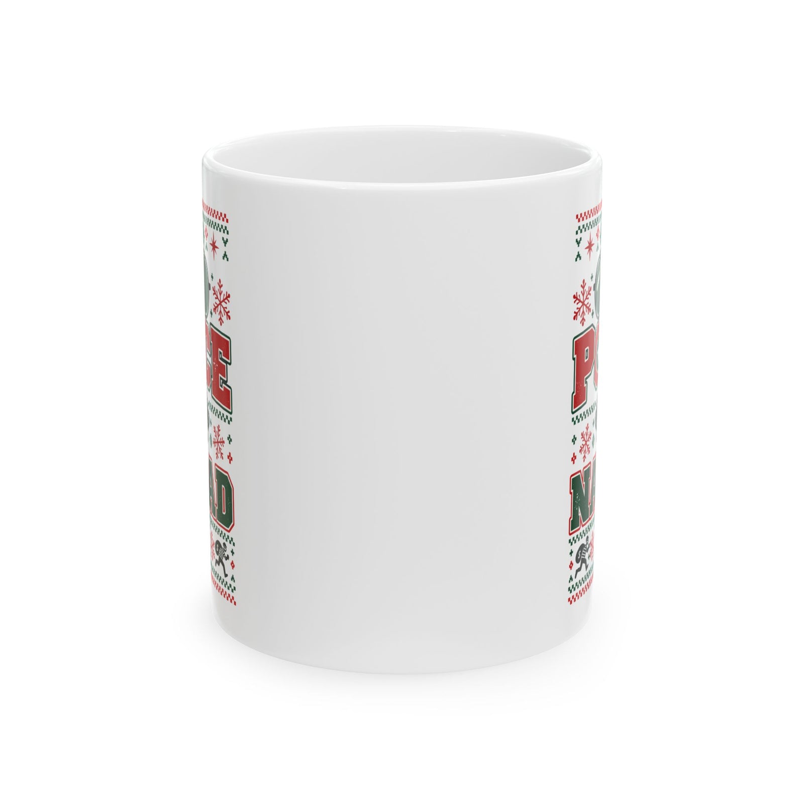 Police Navidad Coffee Mug - 11oz white coffee mug, front view with print on both sides