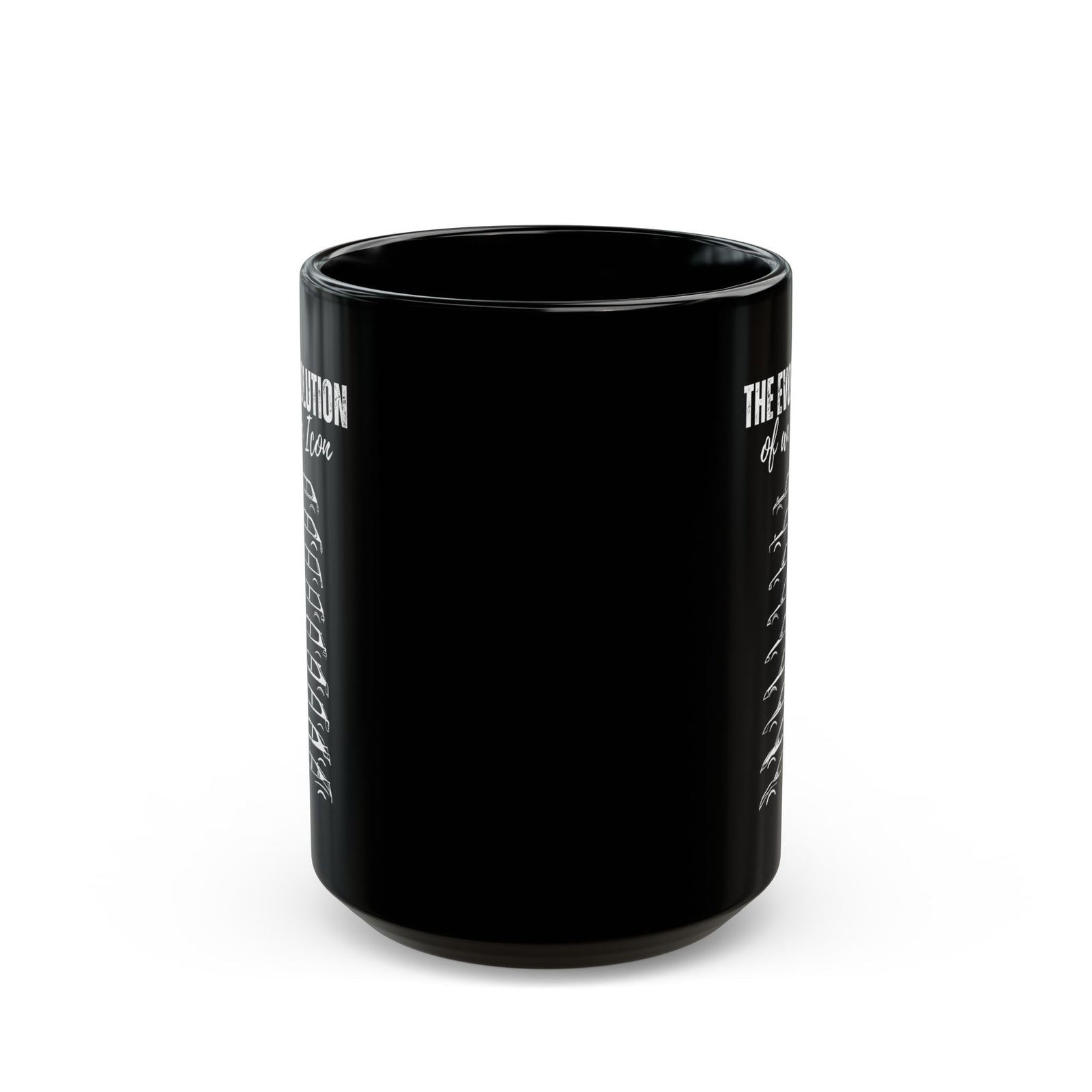 Evolution of an Icon Coffee Mug - 15oz black coffee mug, front view with print on both sides