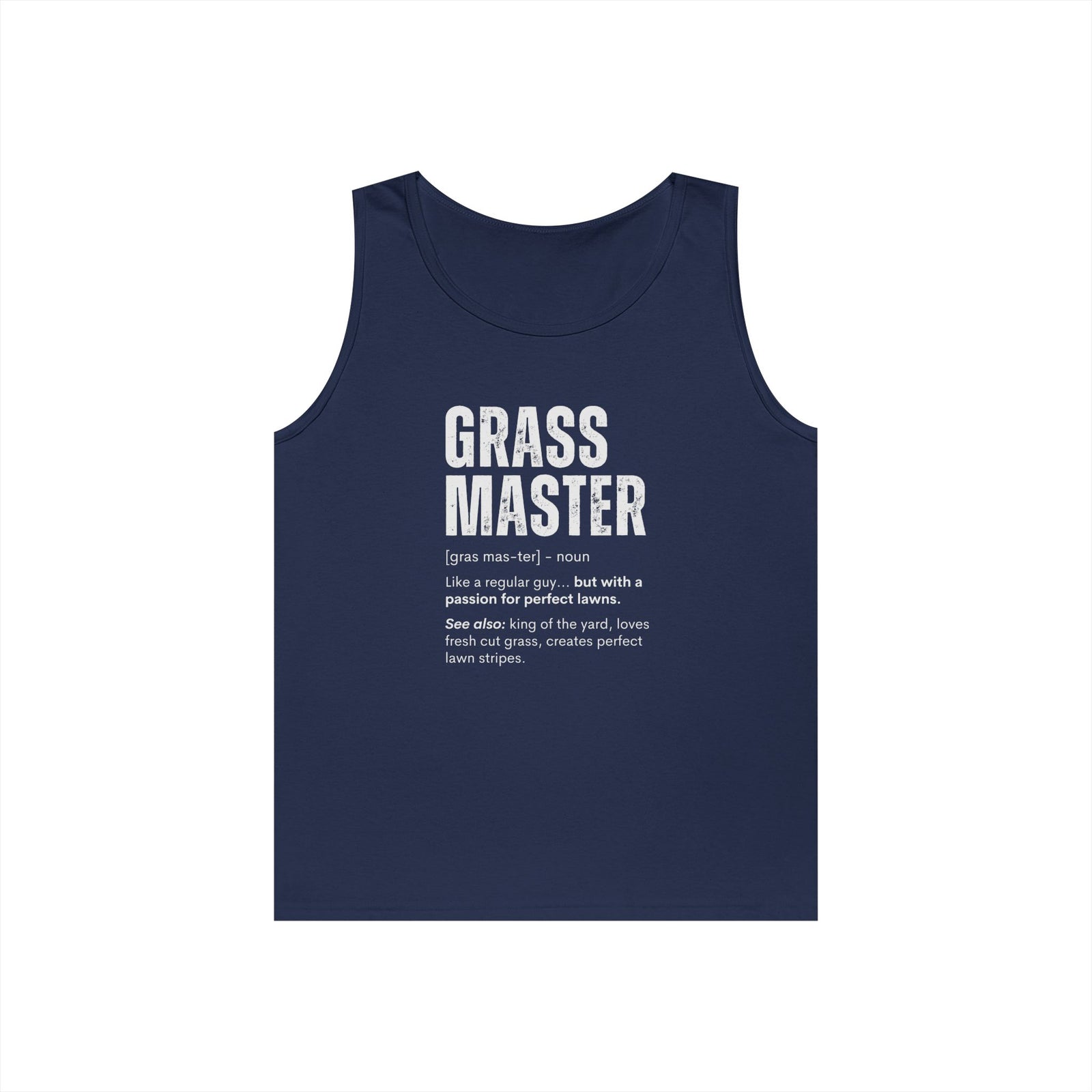 Grass Master Tank Top for Men, Funny Lawn Care Definition Sleeveless Shirt, Mowing Gift, Yard Work Singlet