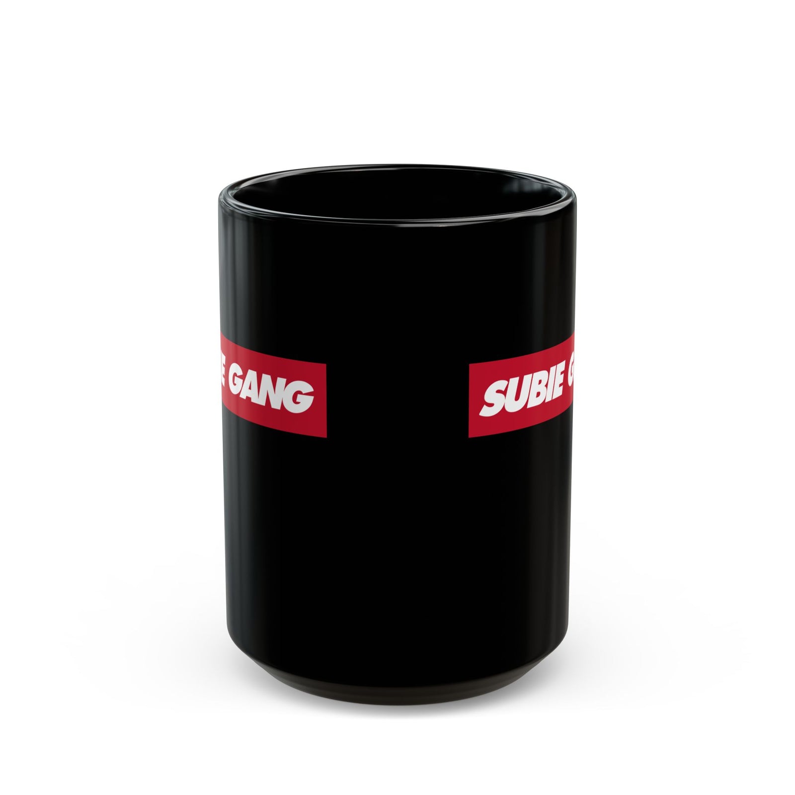 JDM Gang Coffee Mug - 15oz black coffee mug, front view with print on both sides