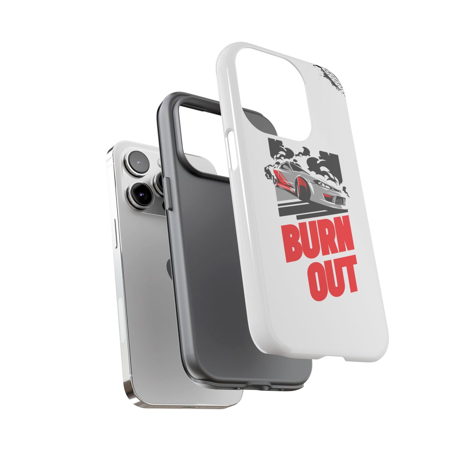JDM Burnout Tough Car Phone Case - iPhone 14 Pro, glossy, dual-layer protection