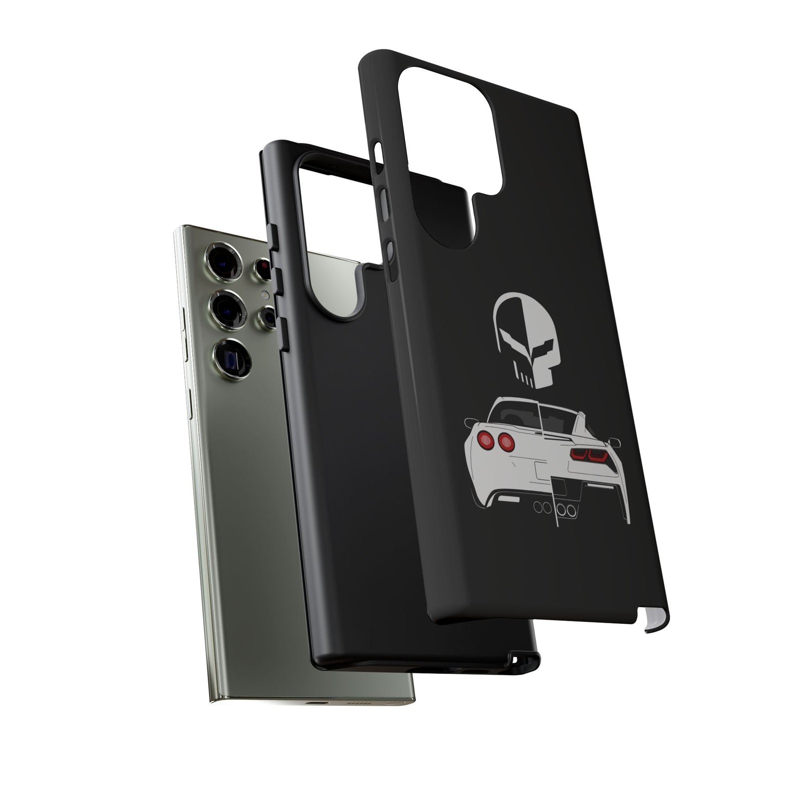 Corvette Punisher Skull Tough Phone Case | Muscle Car Guy Gift