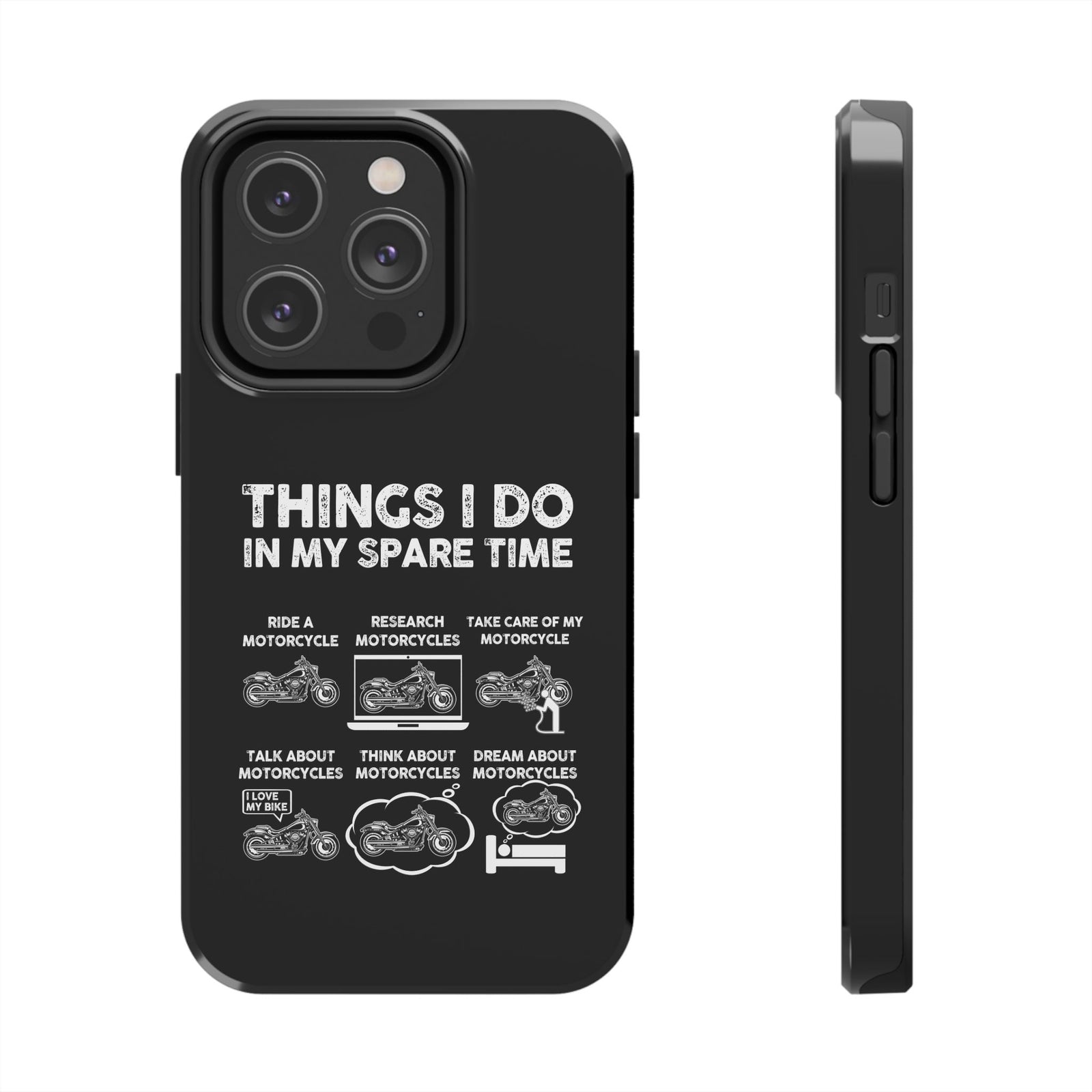 Things I Do in My Spare Time Motorcycle Phone Case shirt detail - petrolhead gift tee