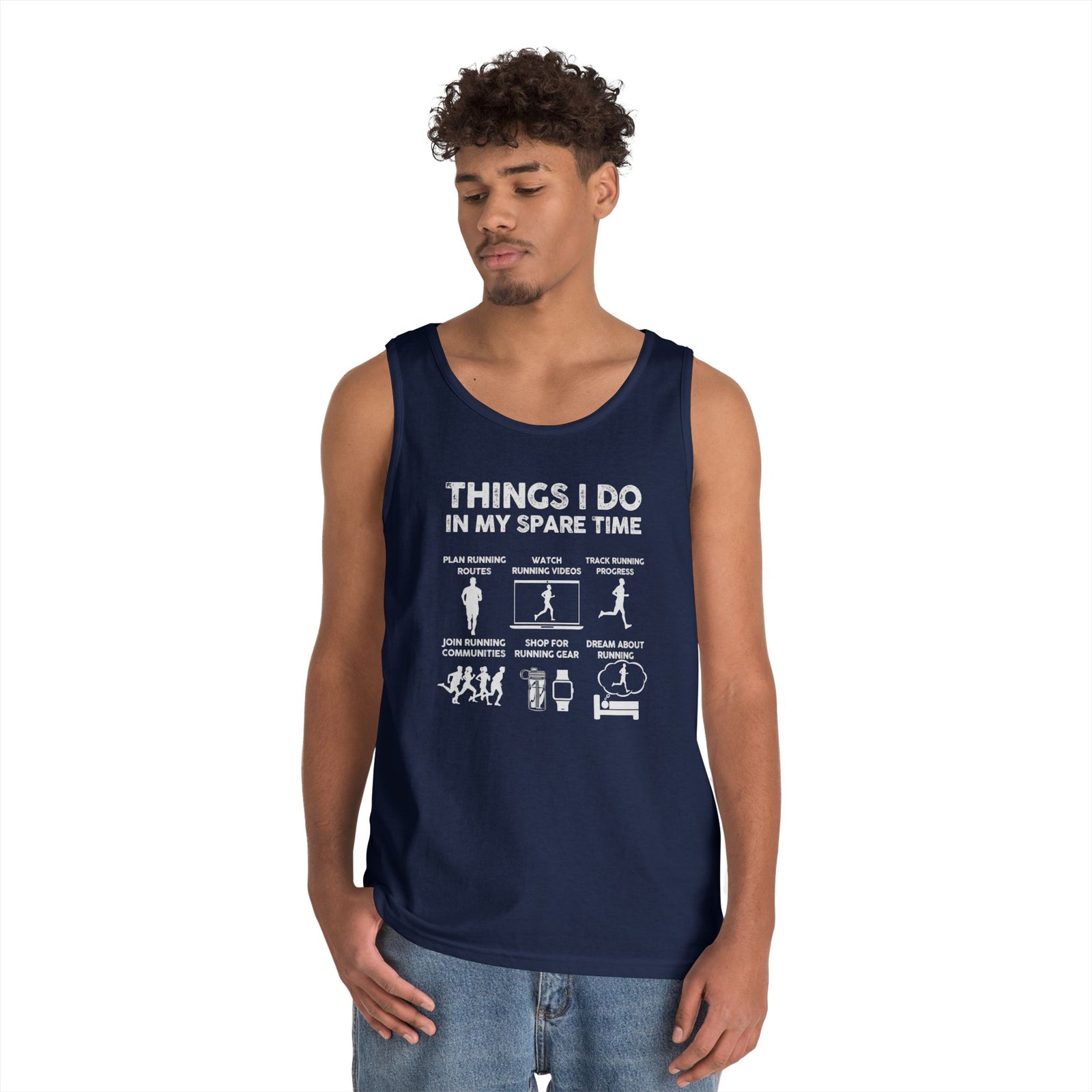 Funny Running Tank Top for Men, Things I Do In My Spare Time Sleeveless Shirt, Marathon Runner Gift, Gym Workout Singlet