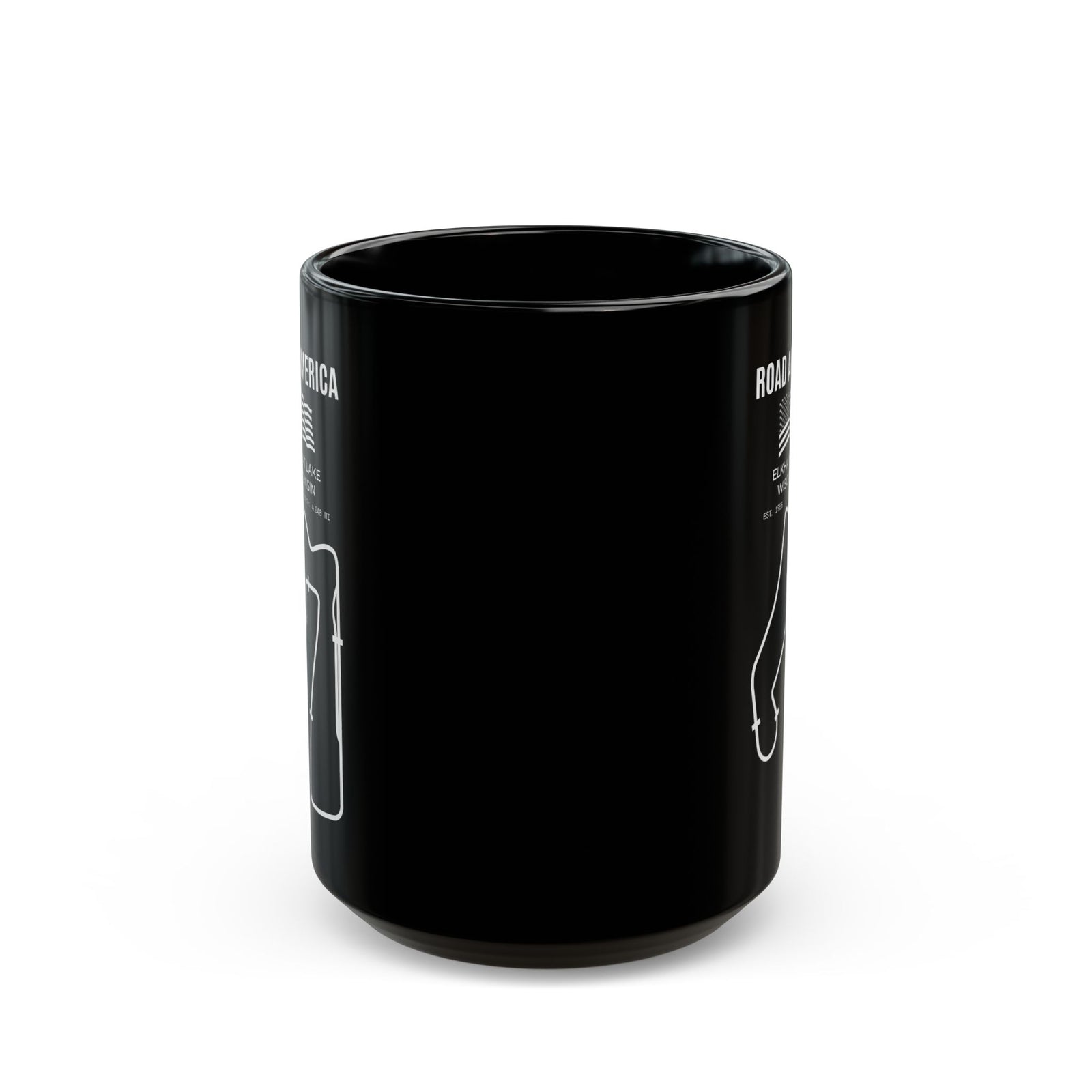 Road America Race Track Mug - 15oz black coffee mug, front view with print on both sides