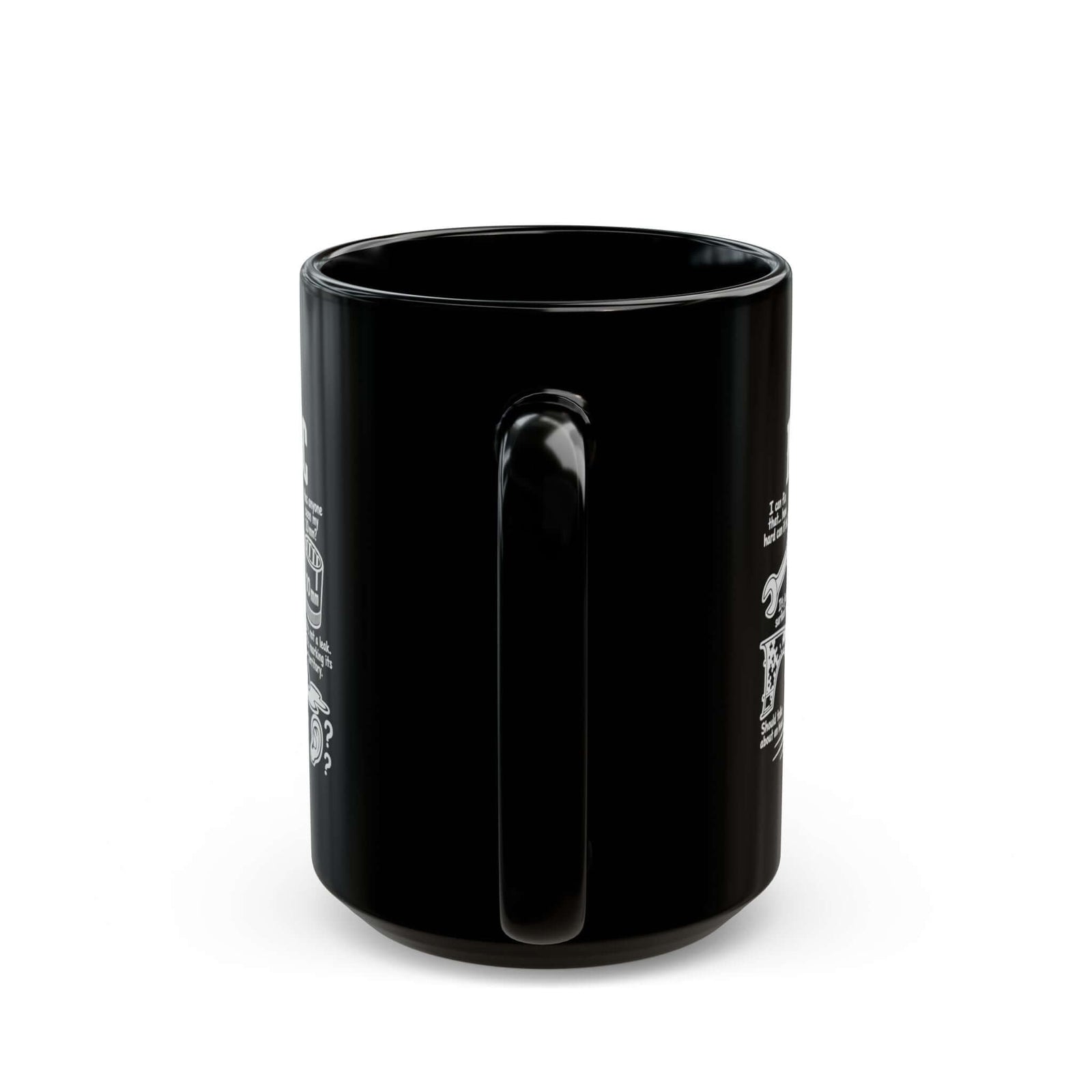 Mechanic Brain Coffee Mug - 15oz black coffee mug, handle facing front