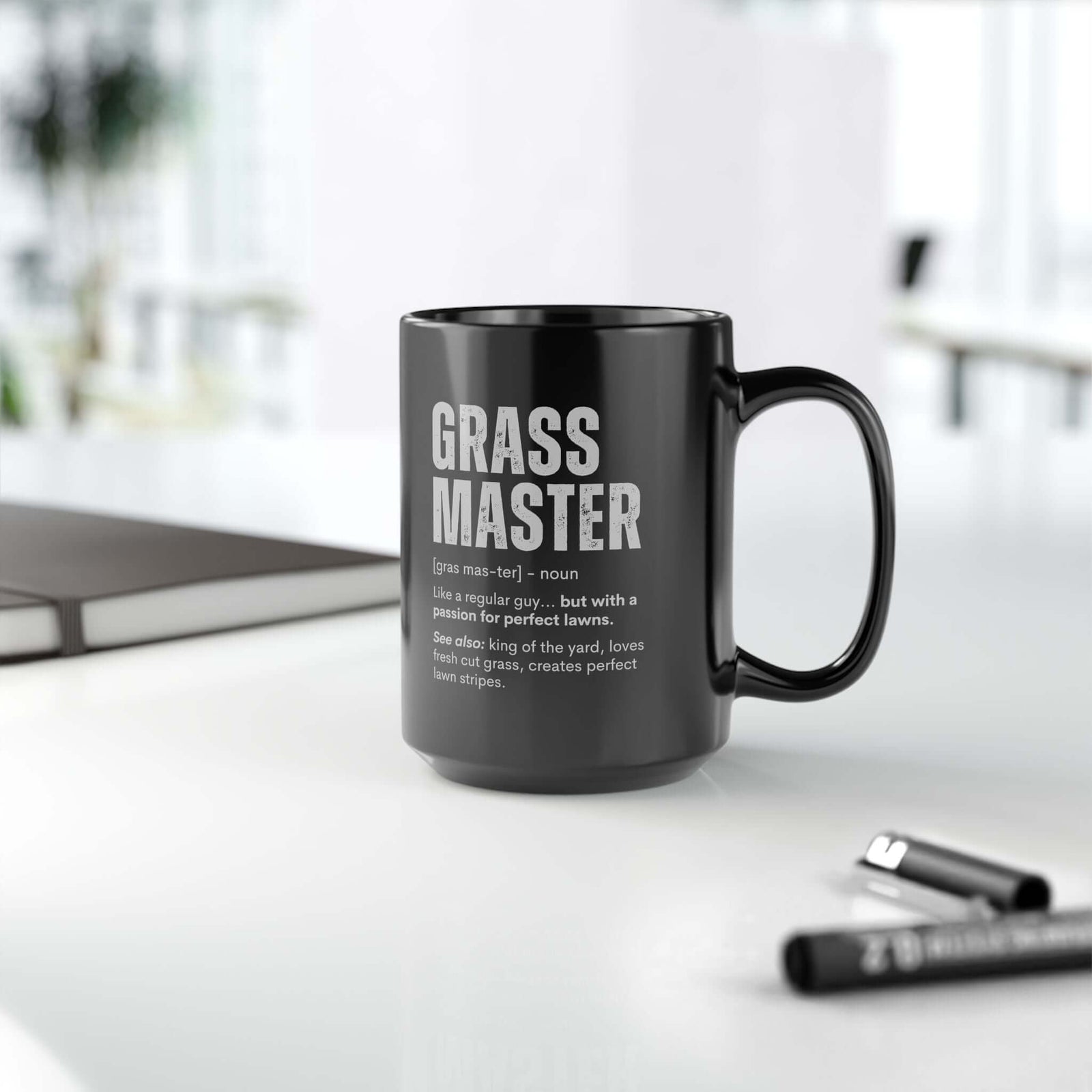 Grass Master definition mug - lawn care humor design - funny gift for lawn enthusiast