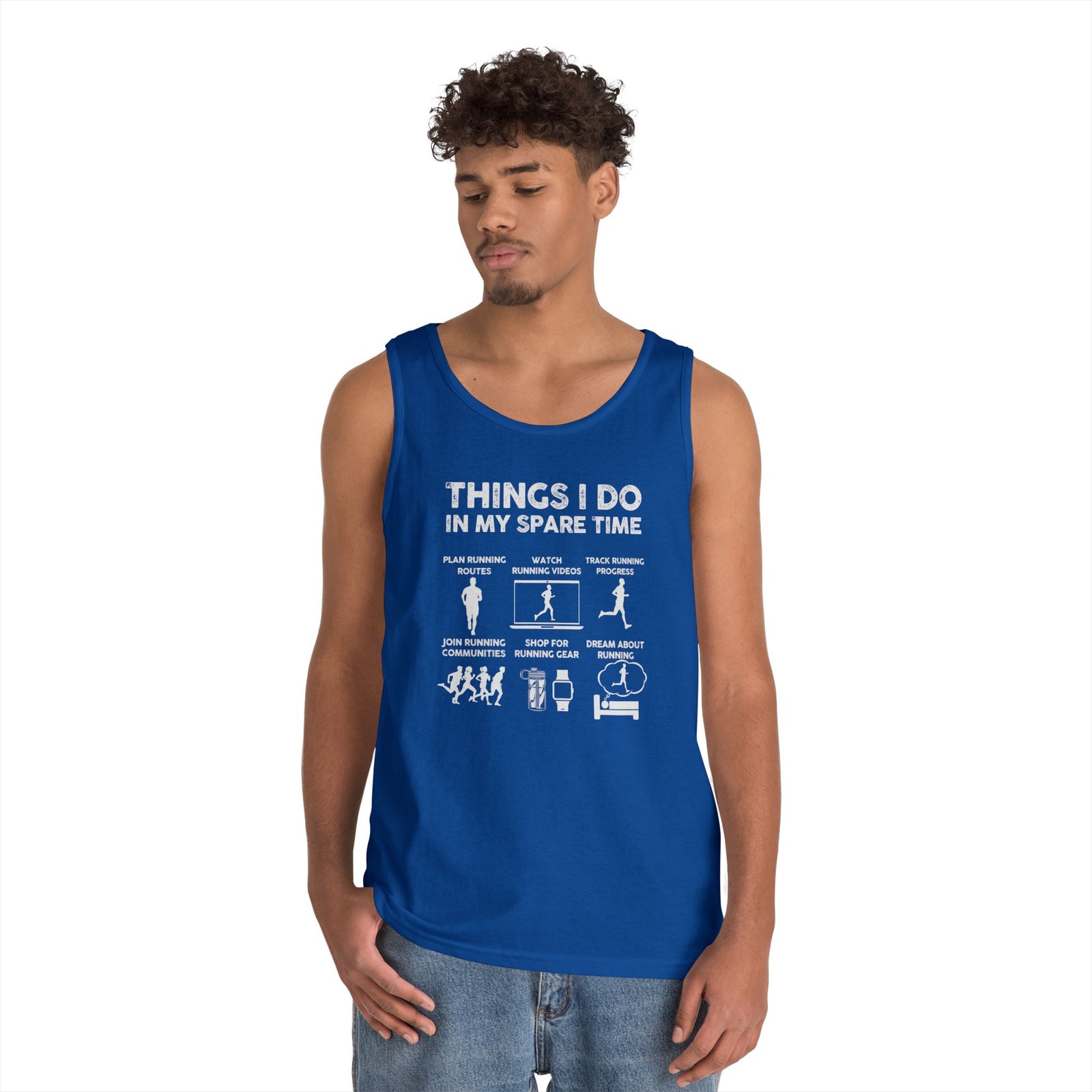 Funny Running Tank Top for Men, Things I Do In My Spare Time Sleeveless Shirt, Marathon Runner Gift, Gym Workout Singlet