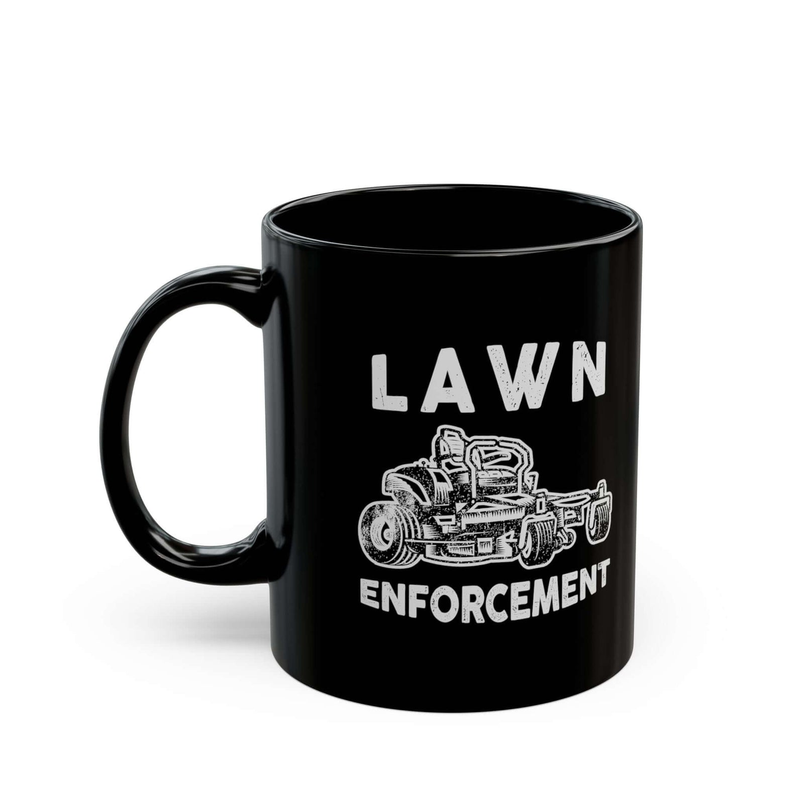 Lawn Enforcement mug - funny lawn mowing humor design - gift for yard enthusiast