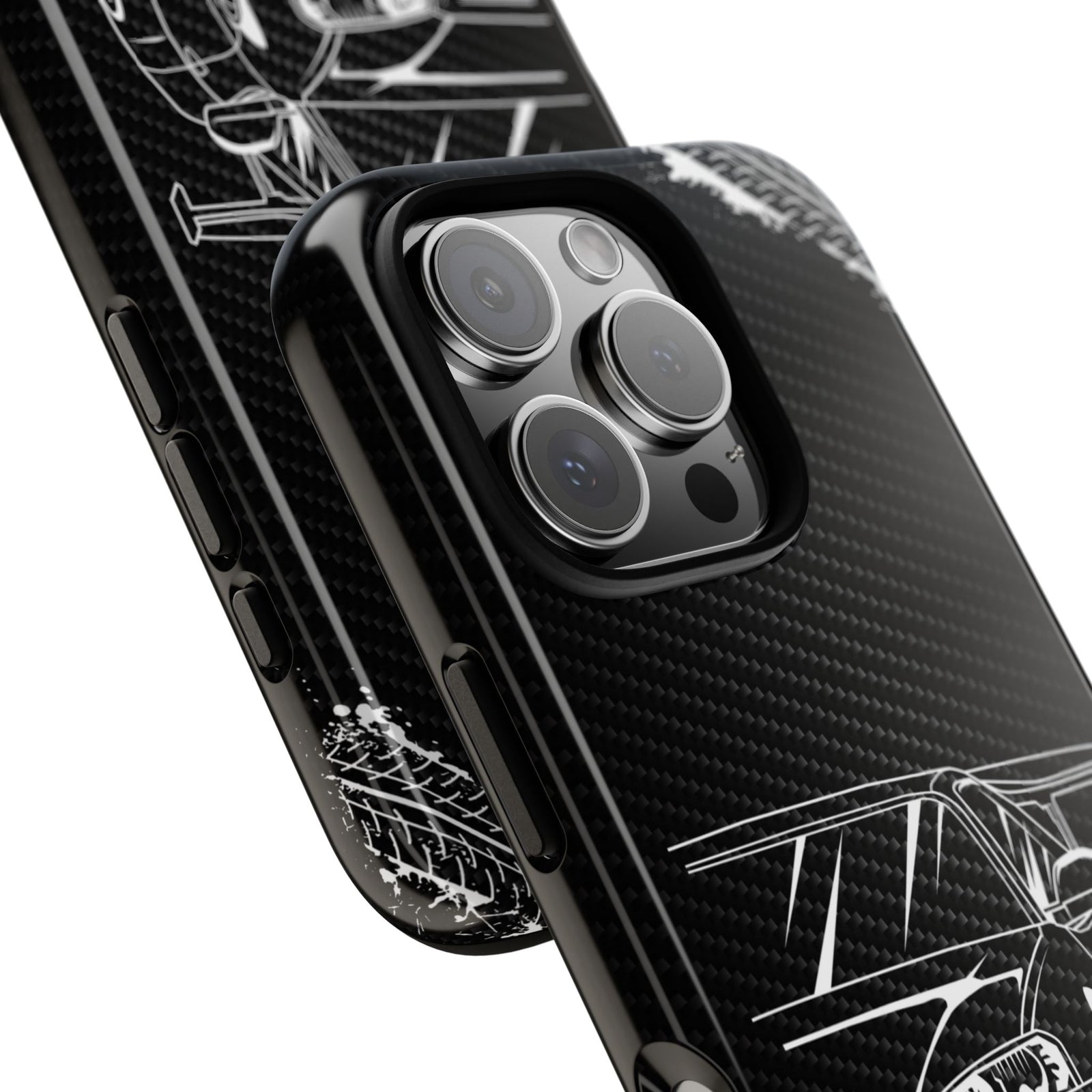 JDM Legends Never Die Tough Phone Case - iPhone 16 Pro, glossy, camera cutout close-up