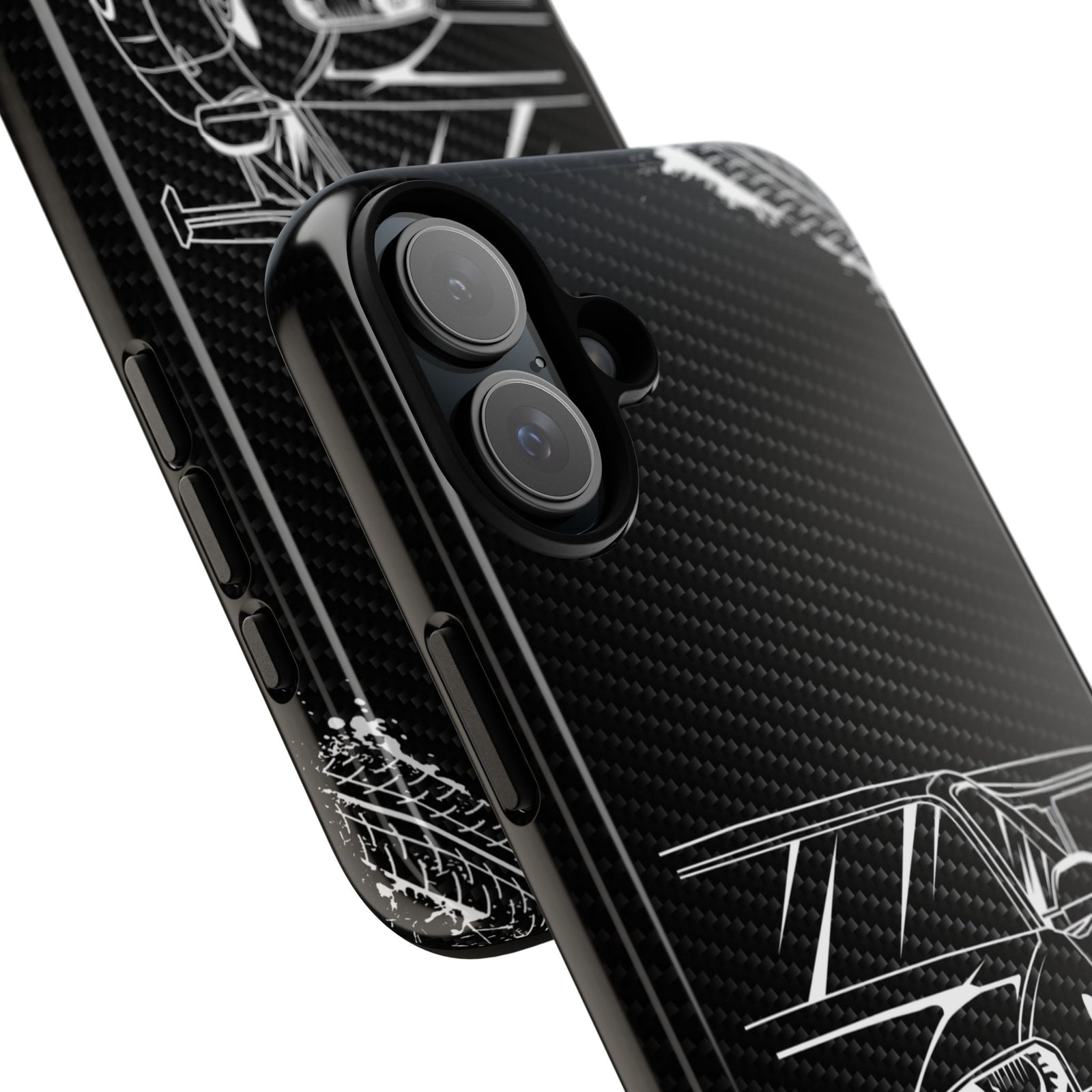 JDM Legends Never Die Tough Phone Case - iPhone 16 Plus, glossy, camera cutout close-up
