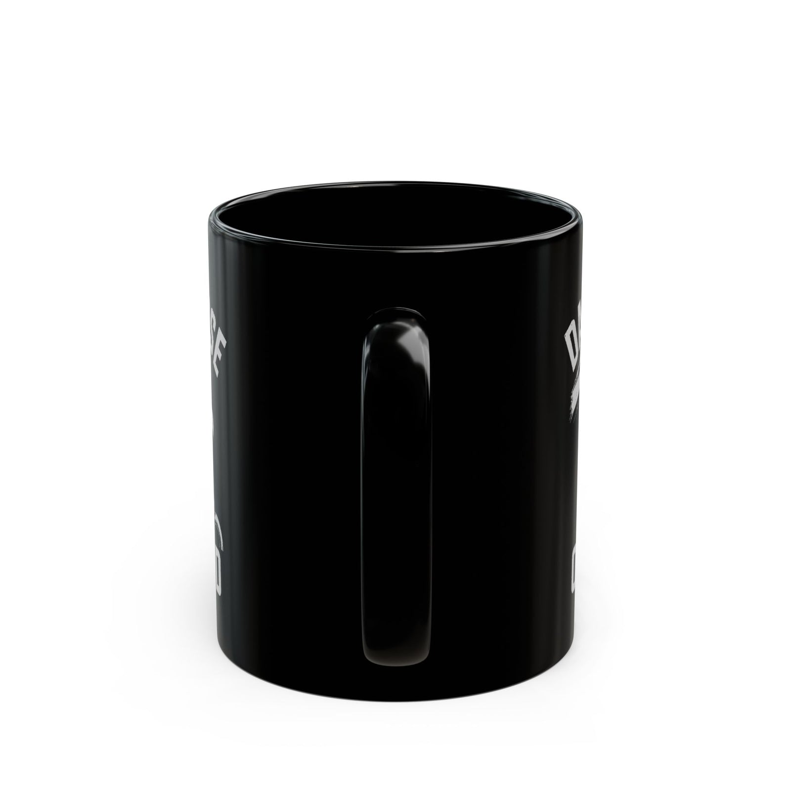 Daily Dose of Mud Mug - 11oz black coffee mug, handle facing front
