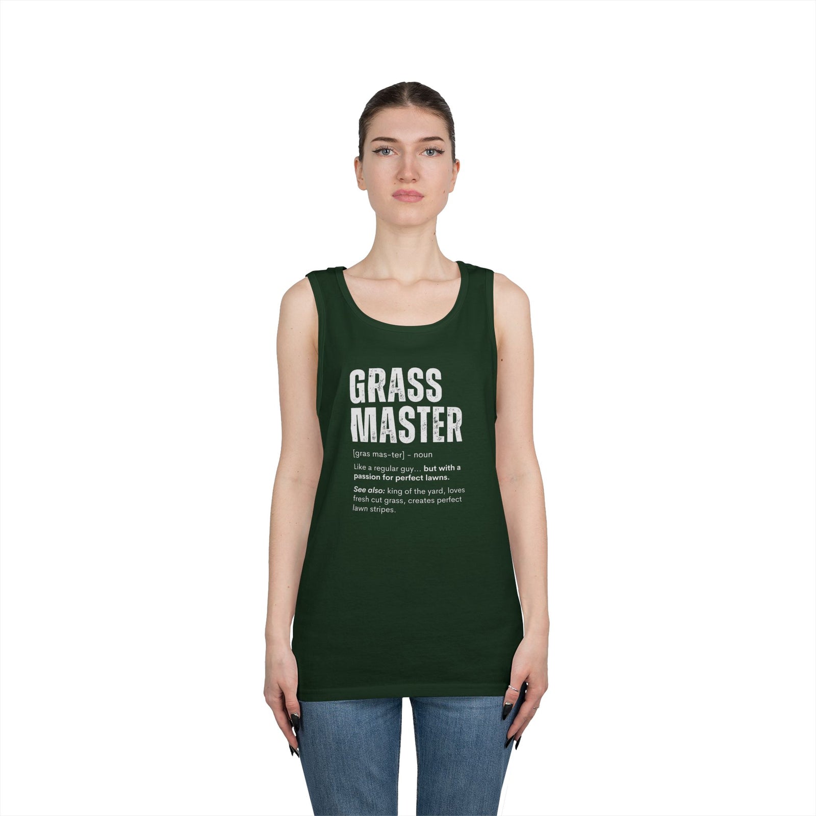 Grass Master Tank Top for Men, Funny Lawn Care Definition Sleeveless Shirt, Mowing Gift, Yard Work Singlet