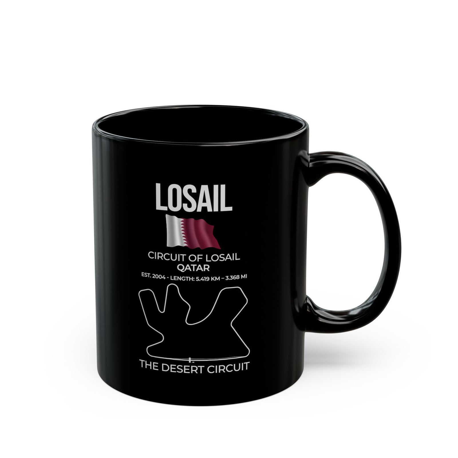 Losail Race Track Coffee Mug mug handle view - car lover gift