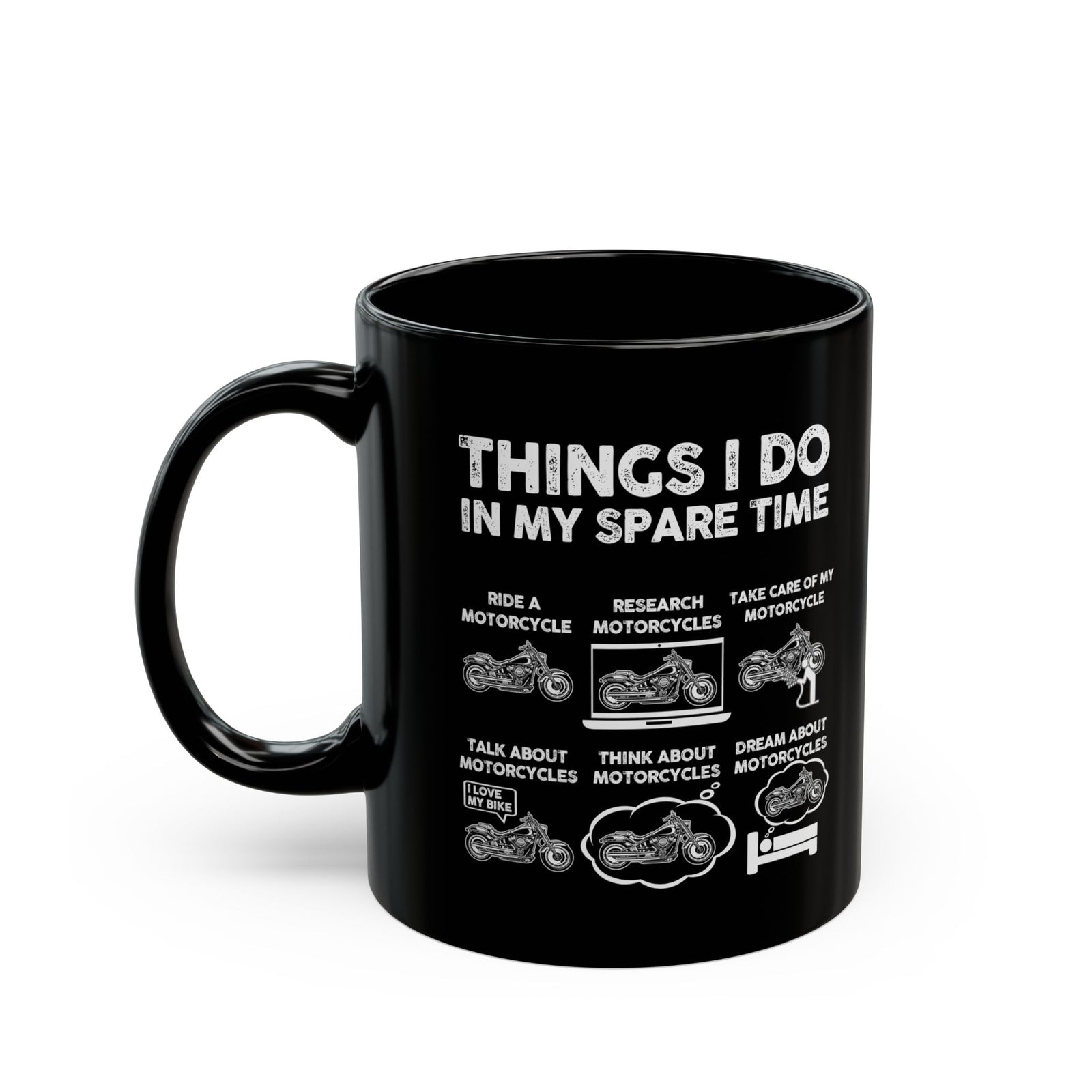 Things I Do In My Spare Time Mug - 11oz black coffee mug, handle on the left