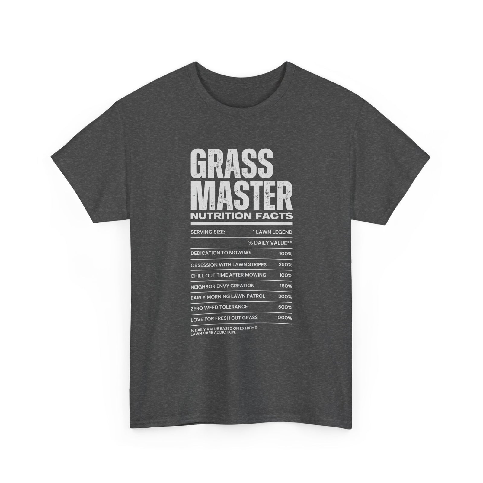 Grass Master Lawn Care Nutrition Facts T-Shirt | Funny Mowing Tee