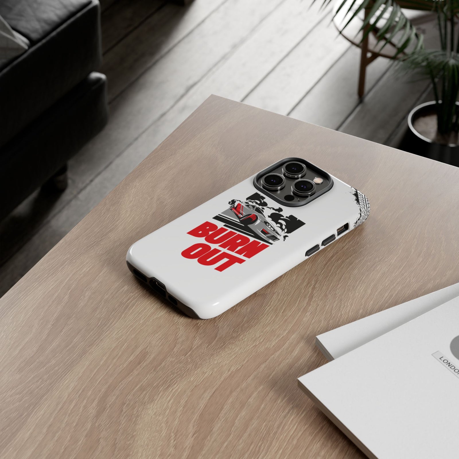 JDM Burnout Tough Car Phone Case - iPhone 14 Pro, glossy, lifestyle photo