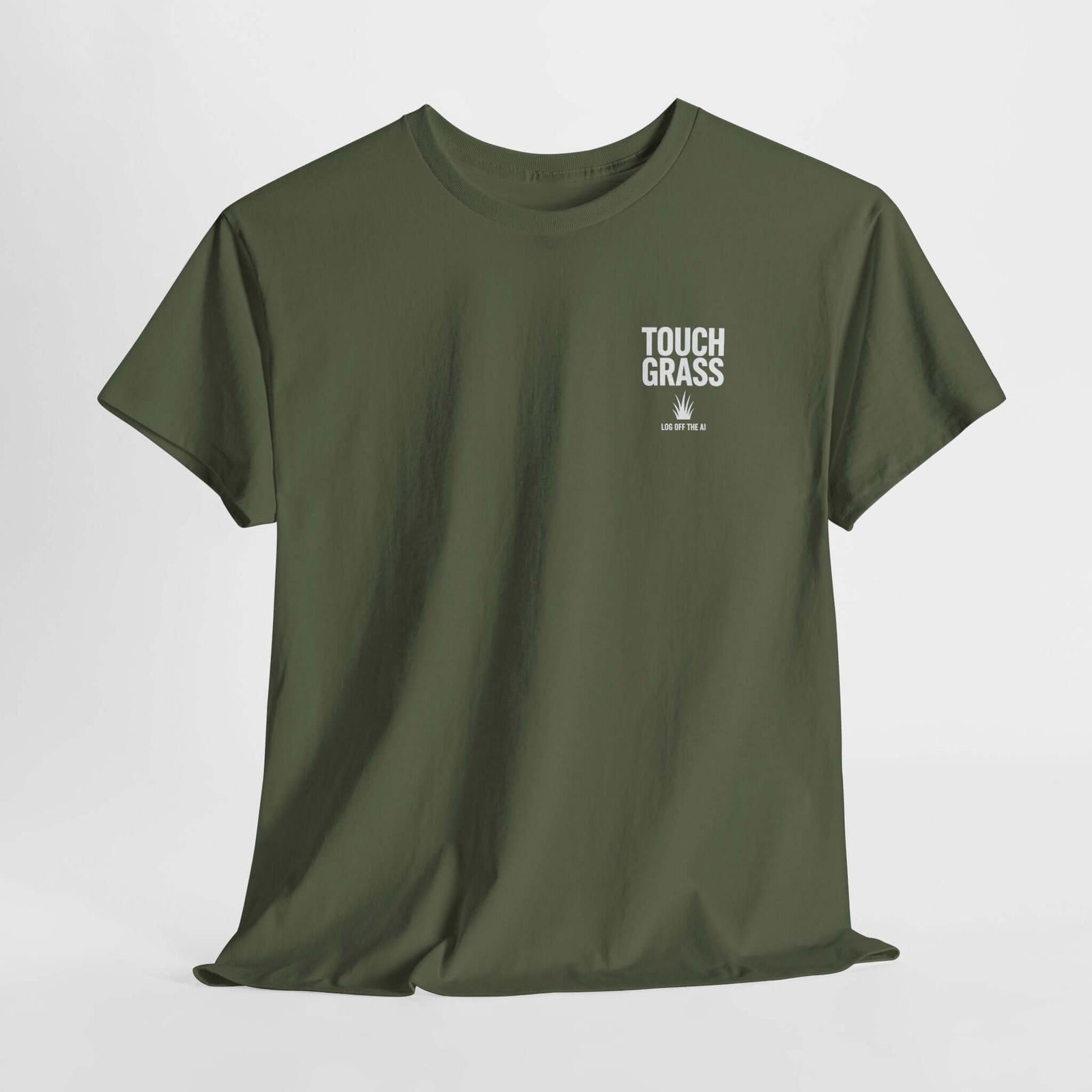 Touch Grass minimalist t-shirt - small left-chest print - programmer gift tee