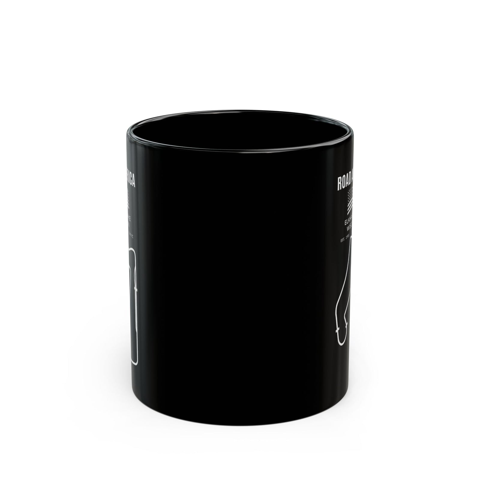 Road America Race Track Mug - 11oz black coffee mug, front view with print on both sides
