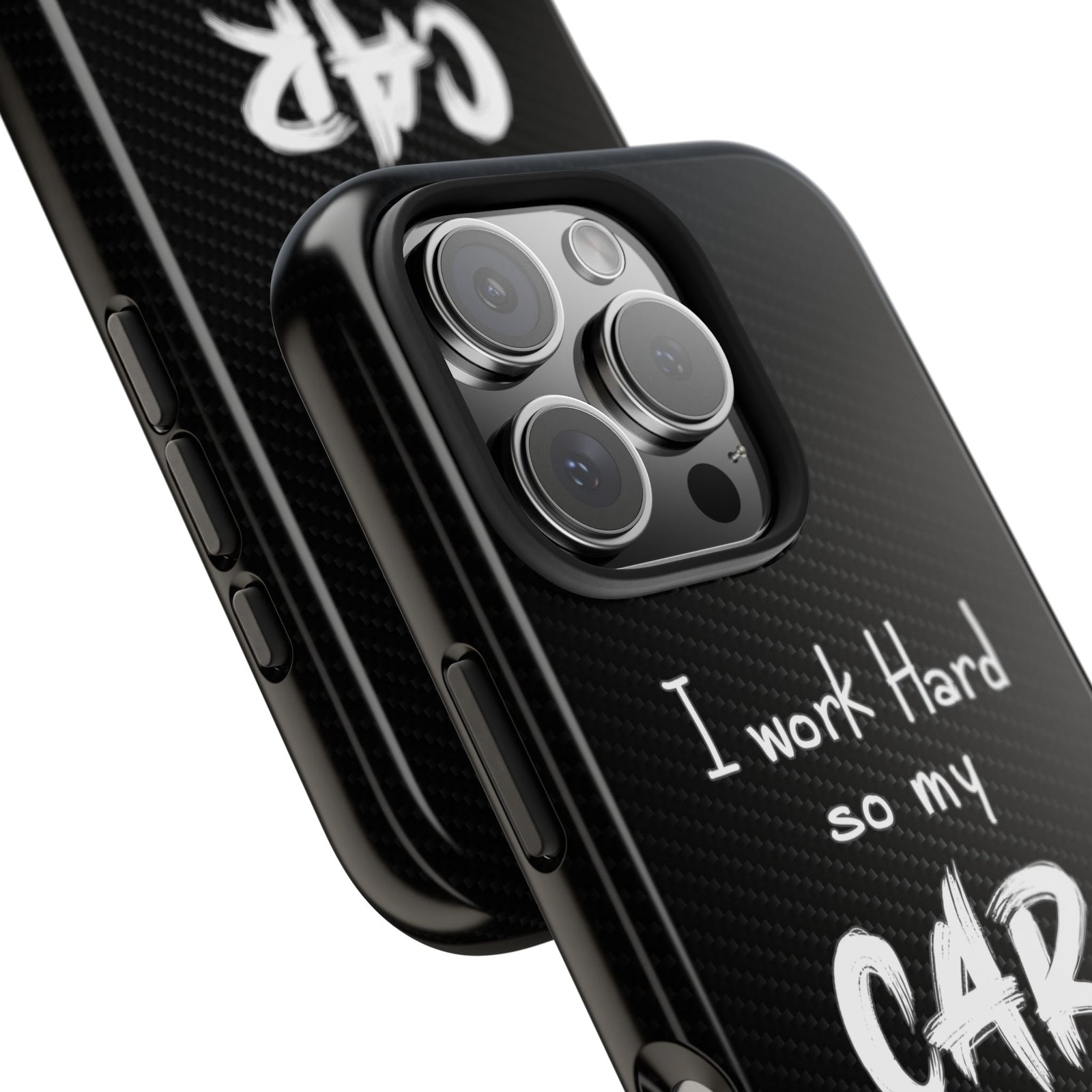 Working Hard For My Car Tough Phone Case - iPhone 16 Pro, camera cutout close-up