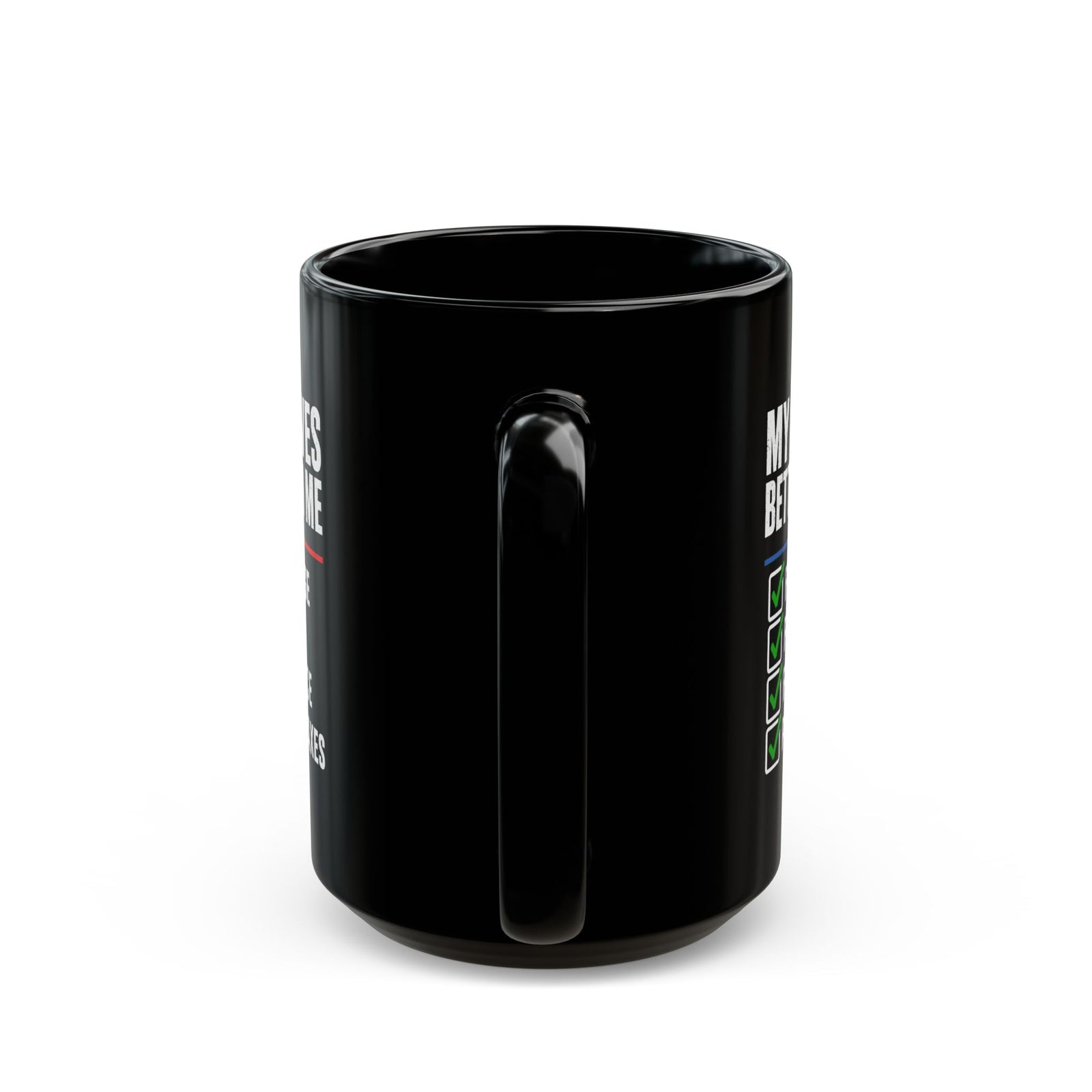 My Car Lives Better Than Me Mug - 15oz black coffee mug, handle facing front