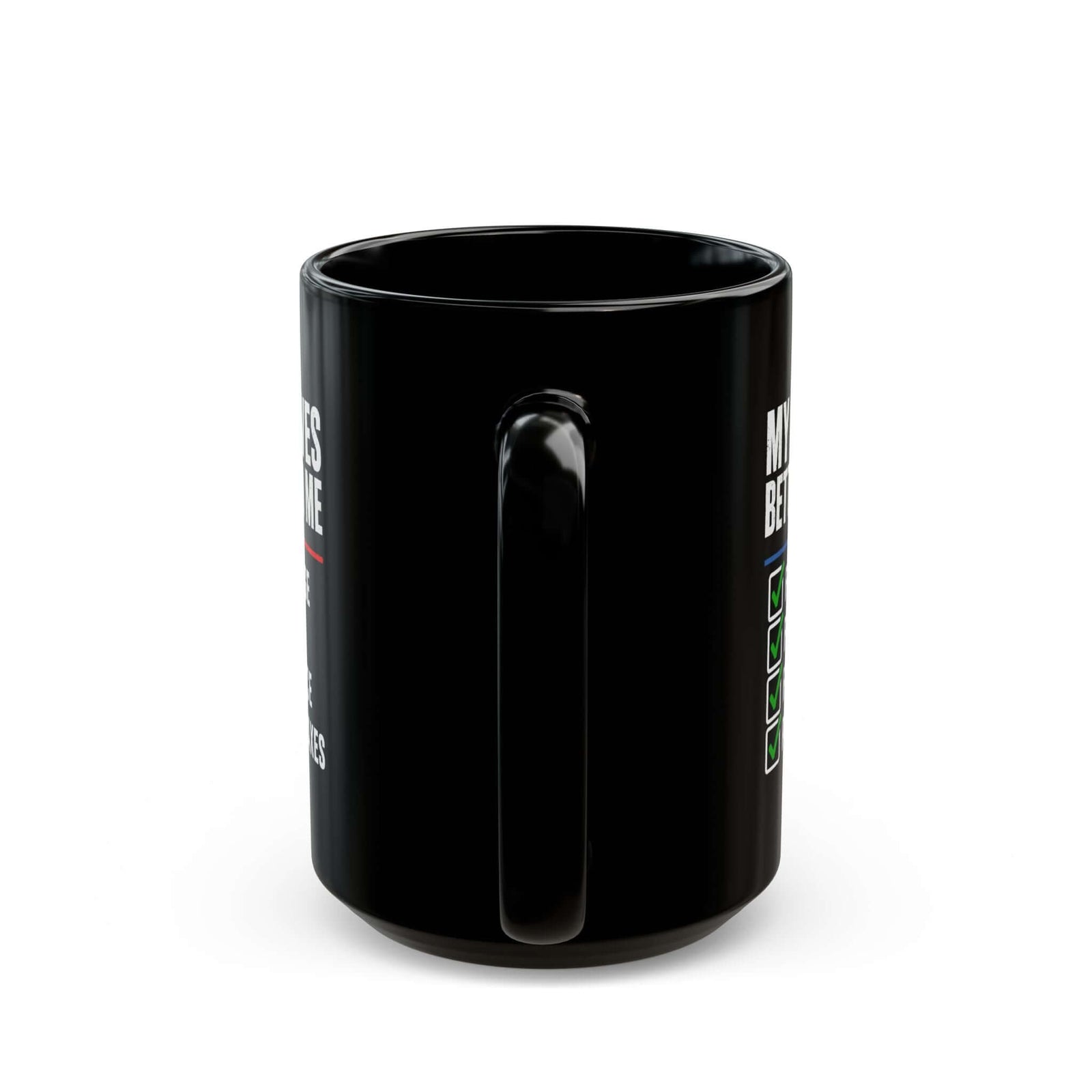 My Car Lives Better Than Me Mug - 15oz black coffee mug, handle facing front