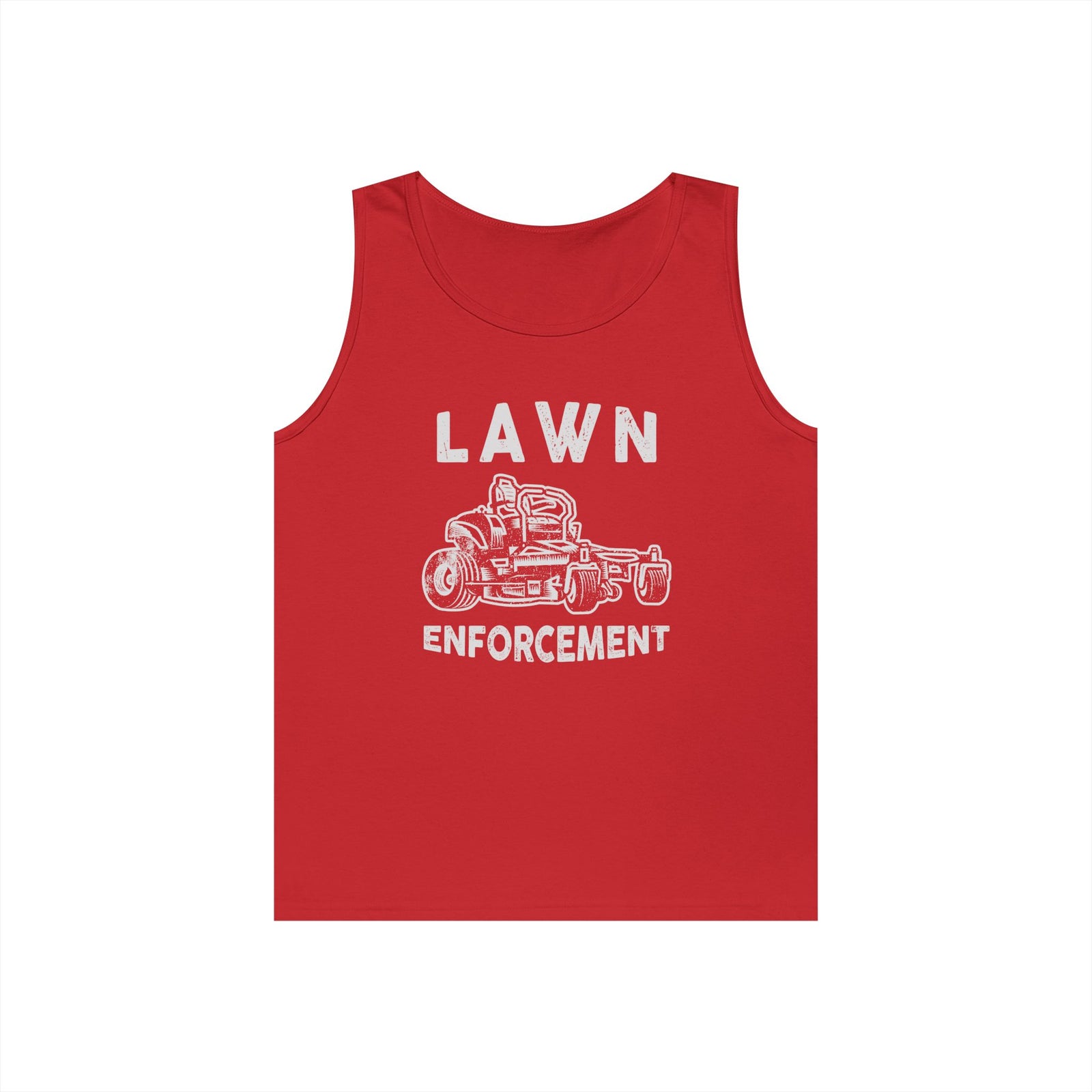 Lawn Enforcement Tank Top for Men, Funny Mowing Officer Sleeveless Shirt, Zero Turn Mower Gift, Gardener Singlet