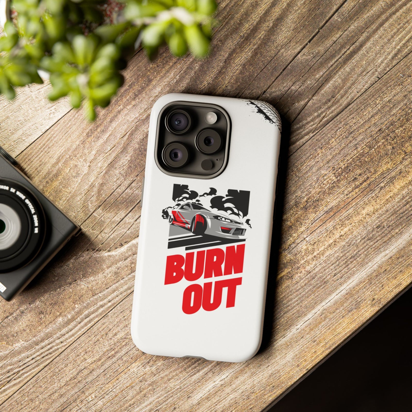 JDM Burnout Tough Car Phone Case - iPhone 15 Pro, glossy, lifestyle photo