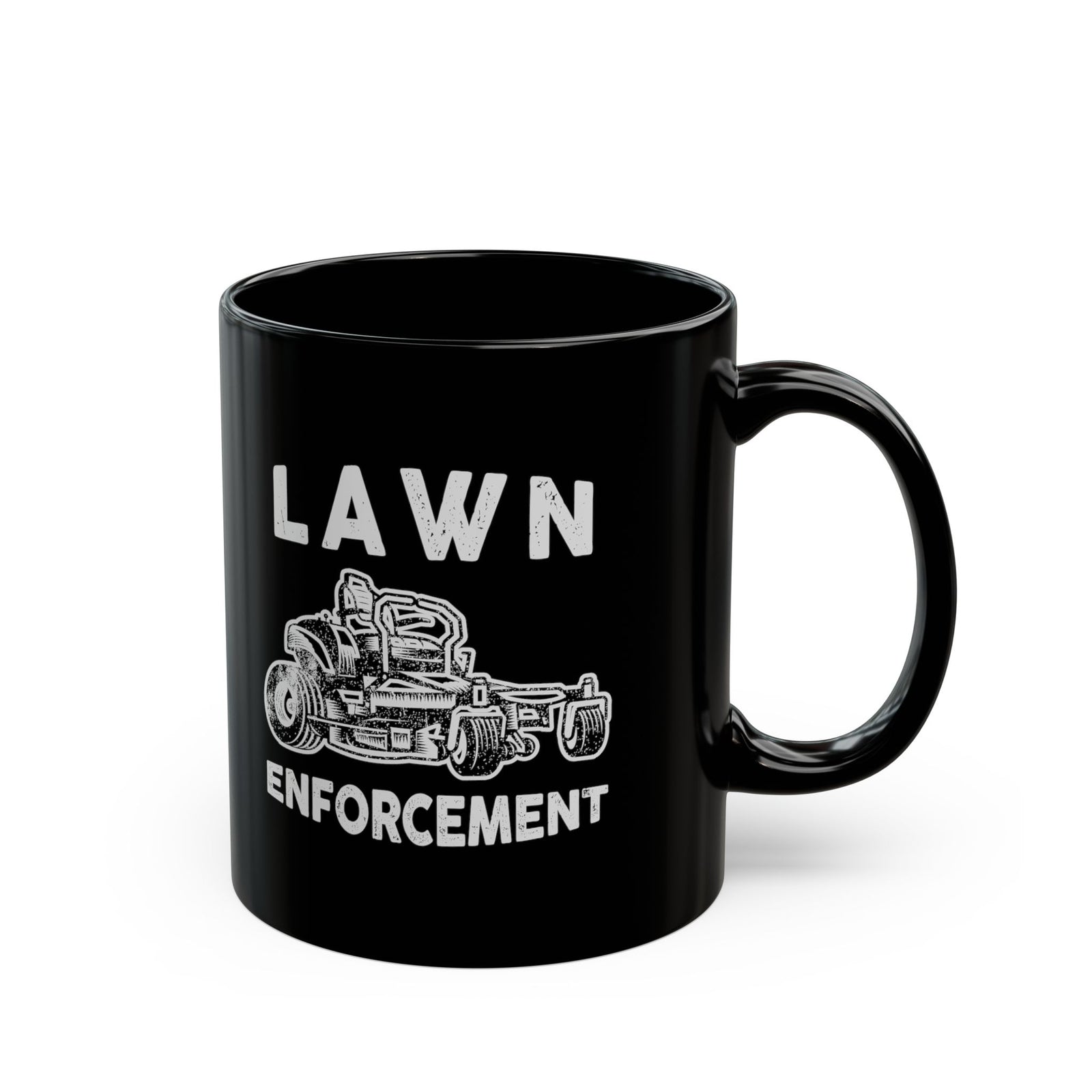 Lawn Enforcement mug - funny lawn mowing humor design - gift for yard enthusiast