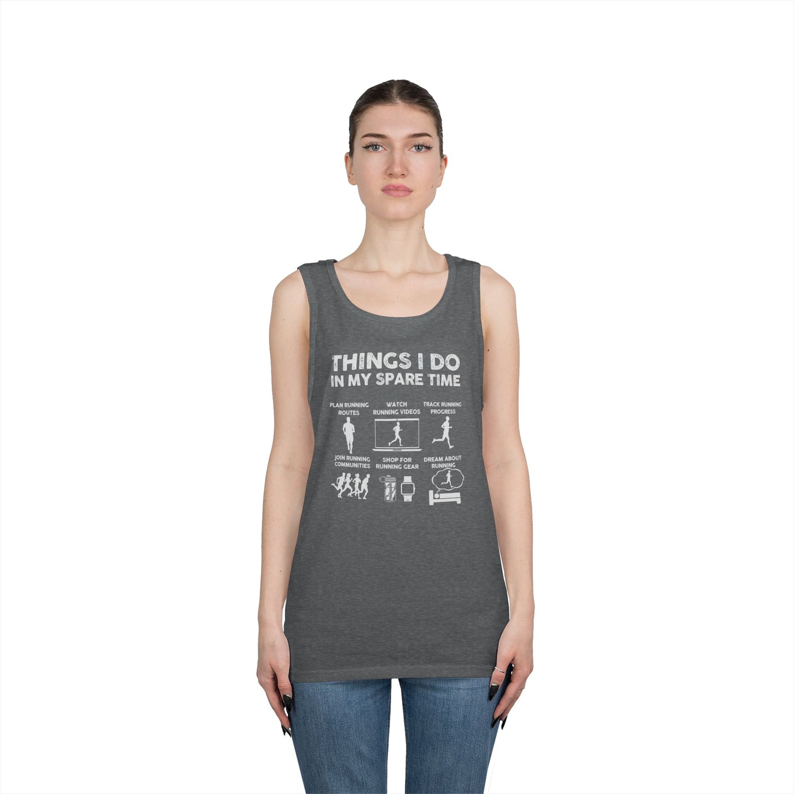 Funny Running Tank Top for Men, Things I Do In My Spare Time Sleeveless Shirt, Marathon Runner Gift, Gym Workout Singlet