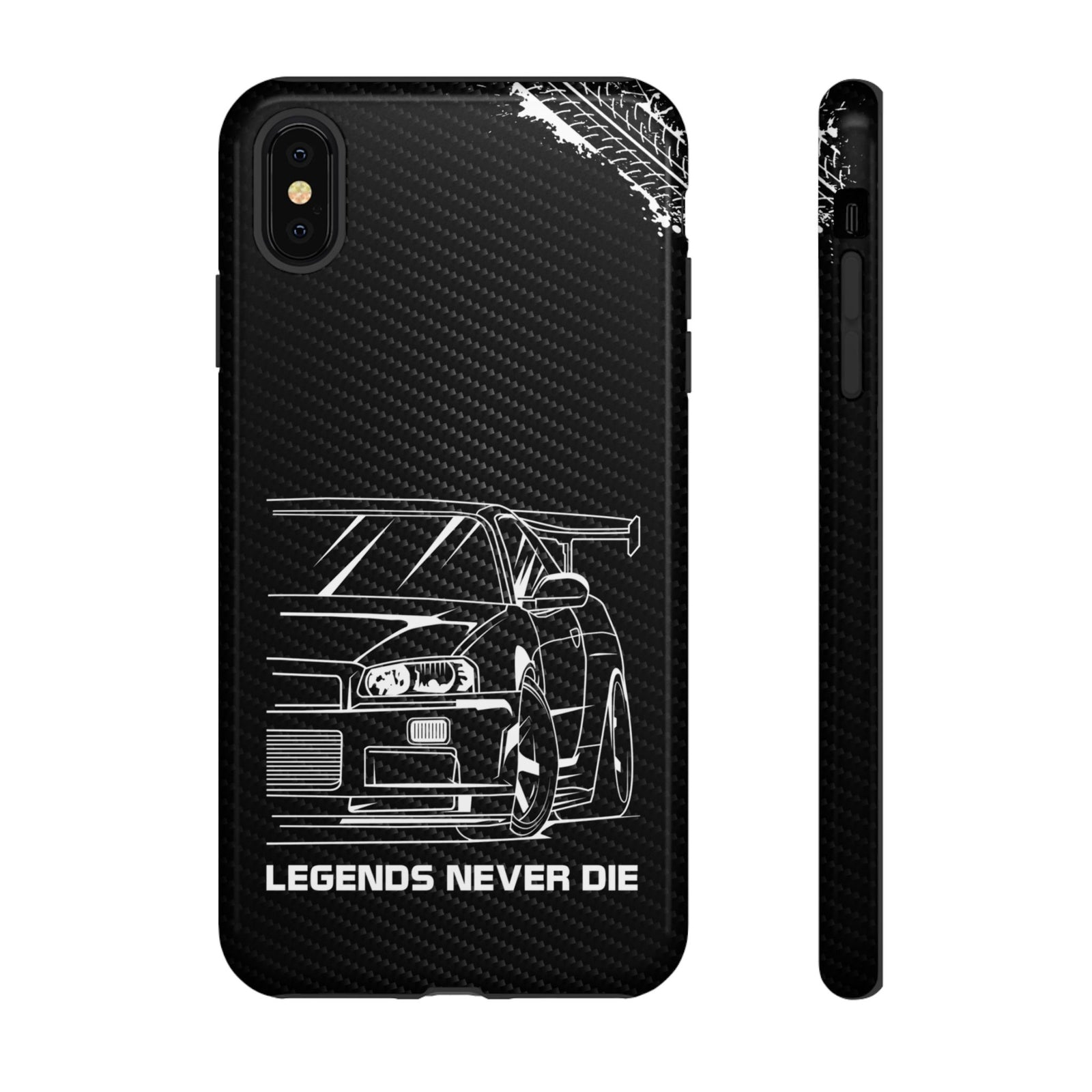JDM Legends Never Die Tough Phone Case - iPhone XS MAX, glossy, front and side view