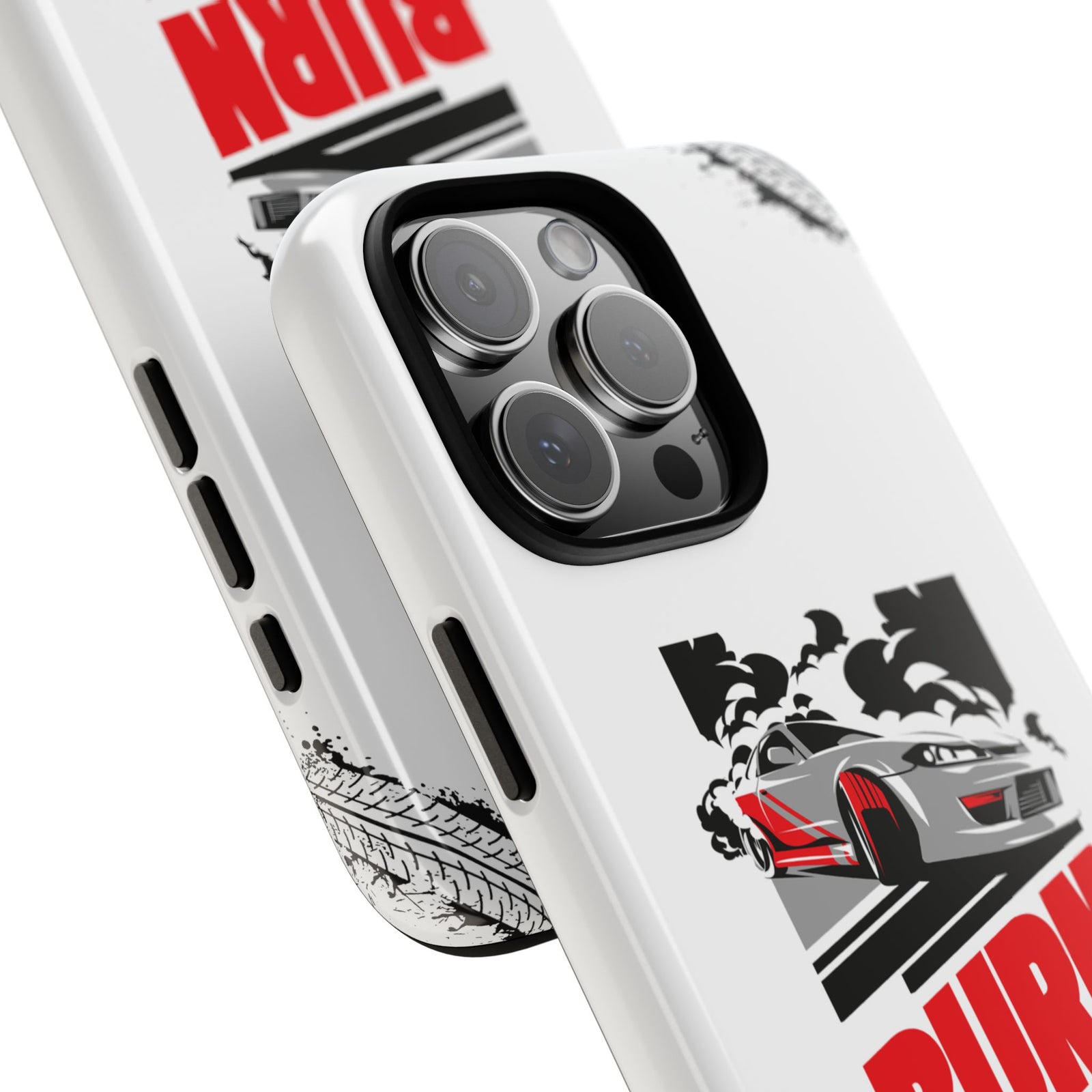 JDM Burnout Tough Car Phone Case - iPhone 16 Pro Max, glossy, camera cutout close-up