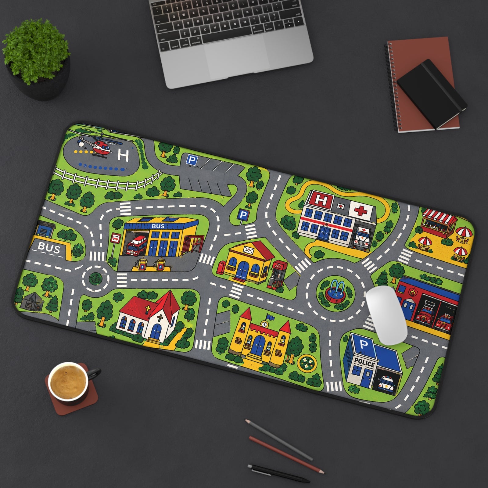 City Carpet desk mat lifestyle photo | Coworker gift decor | 365CarMods