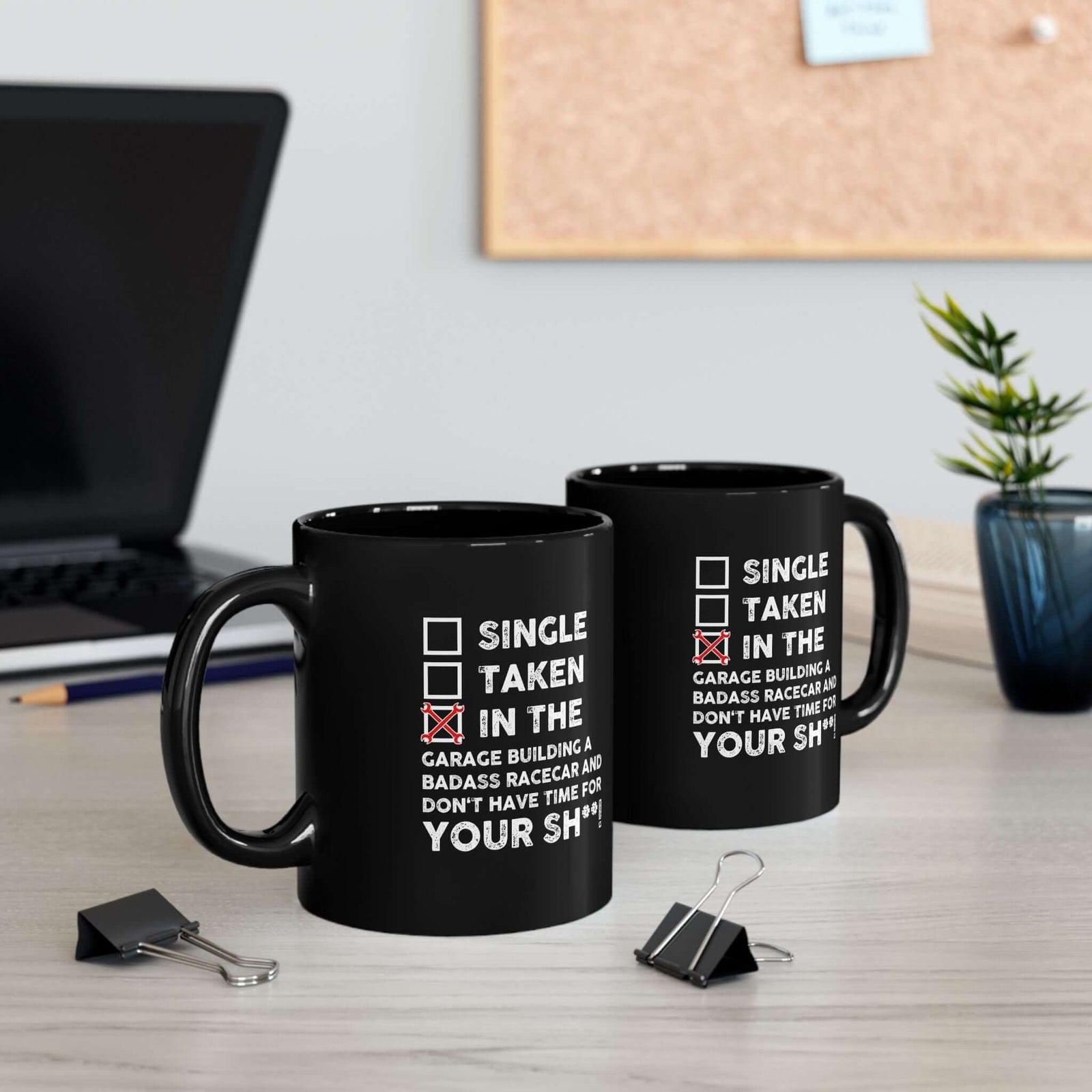 In the Garage Building a Racecar Mug mug back view - car enthusiast gift