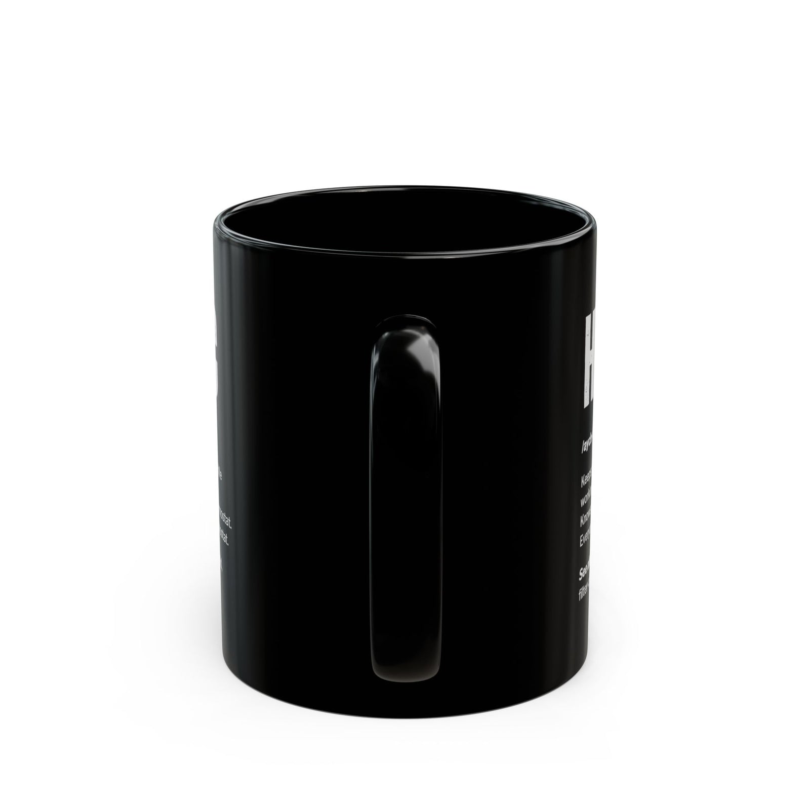 HVAC Definition Coffee Mug - 11oz black coffee mug, handle facing front