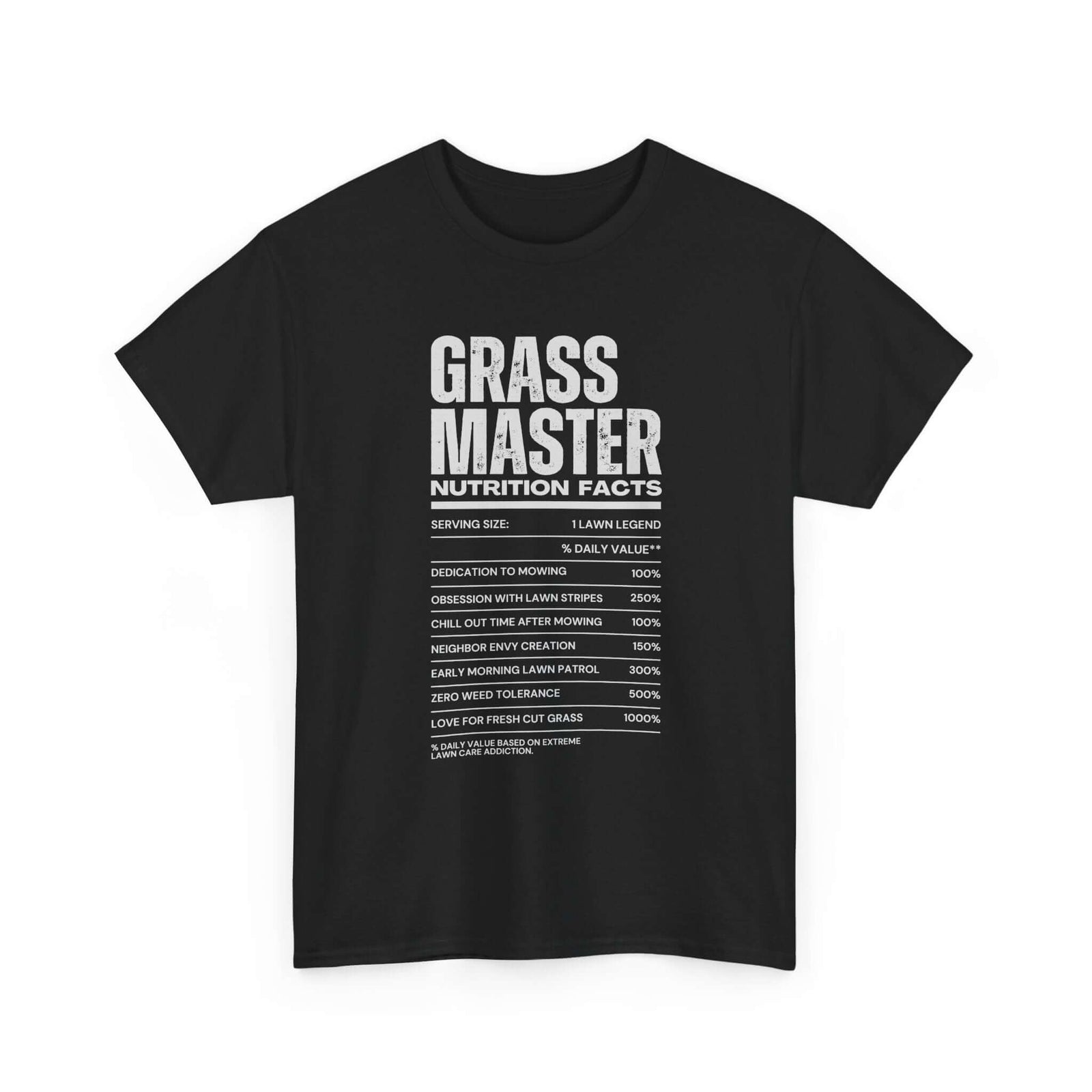 Grass Master Nutrition Facts T-Shirt | Funny Lawn Care Gift