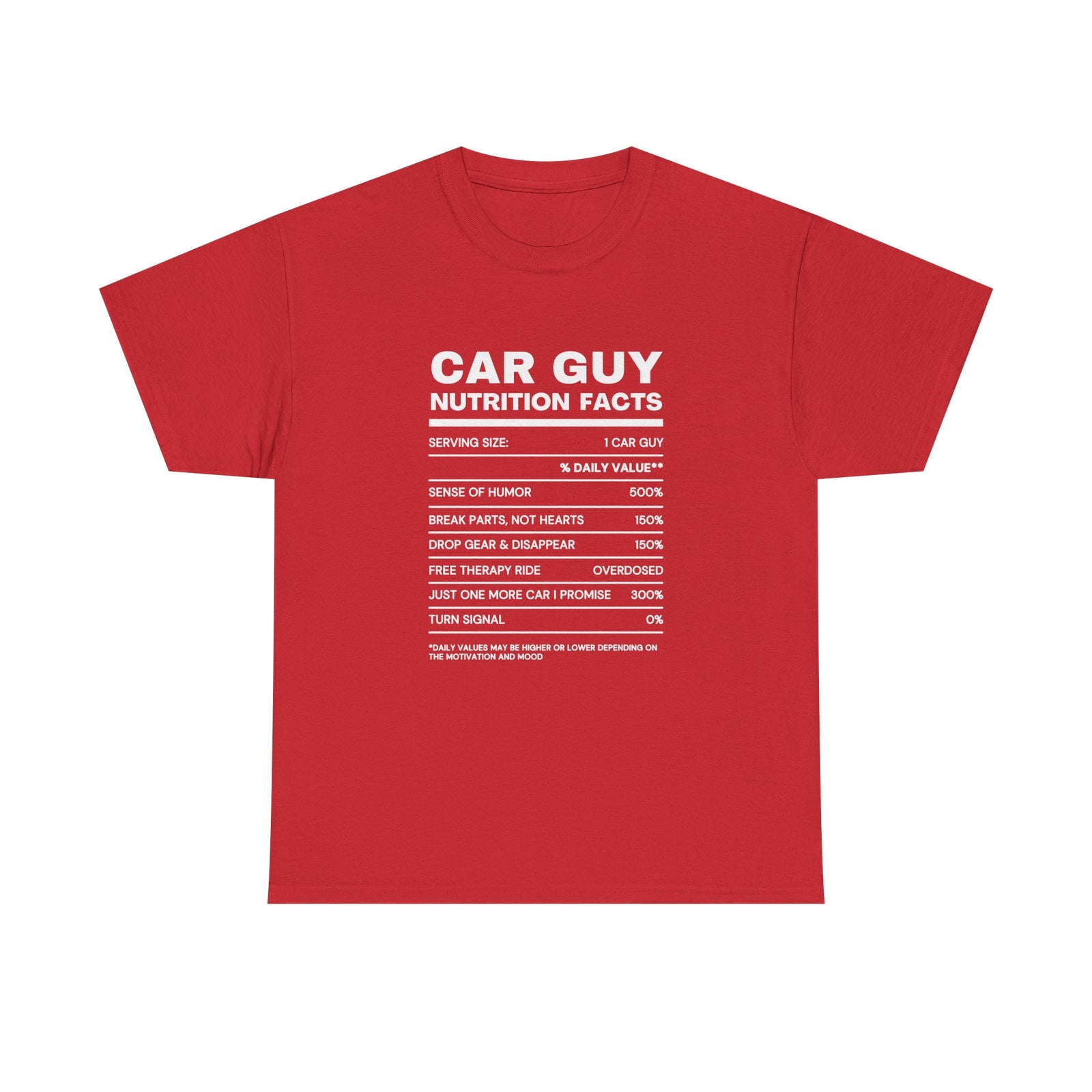 Car Guy Nutrition Facts T-Shirt shirt - car guy gift tee