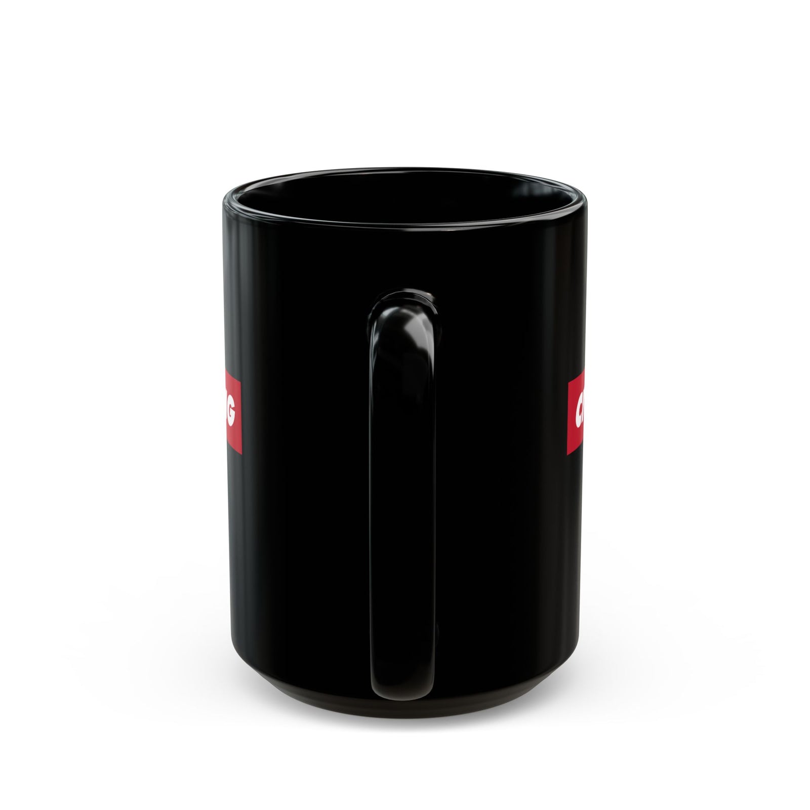 JDM Gang Coffee Mug - 15oz black coffee mug, handle facing front