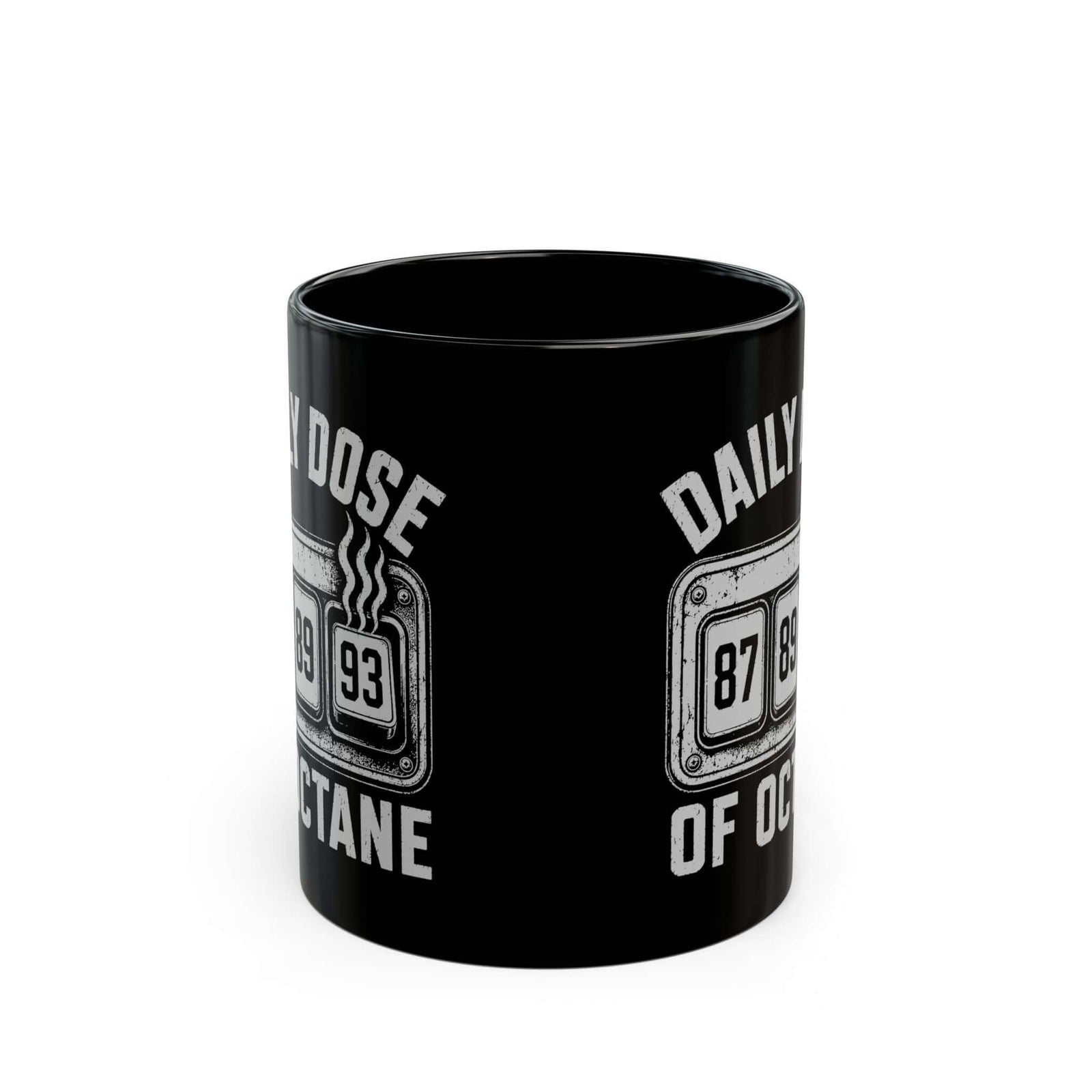 Daily Dose of Octane Coffee Mug - 11oz black coffee mug, front view with print on both sides