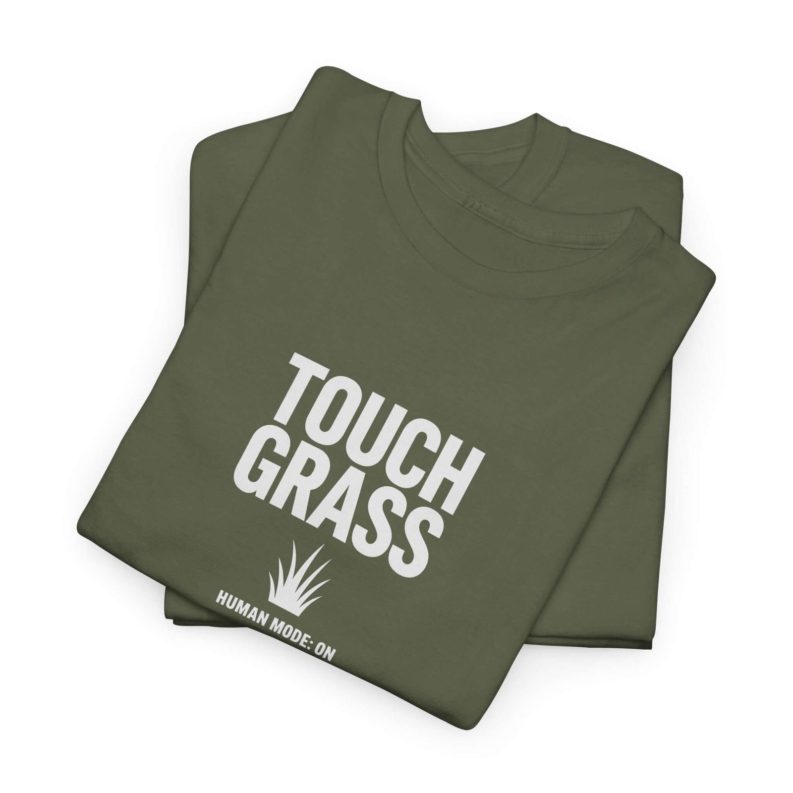 Touch Grass Human Mode On funny AI t-shirt - center chest graphic tee for programmers
